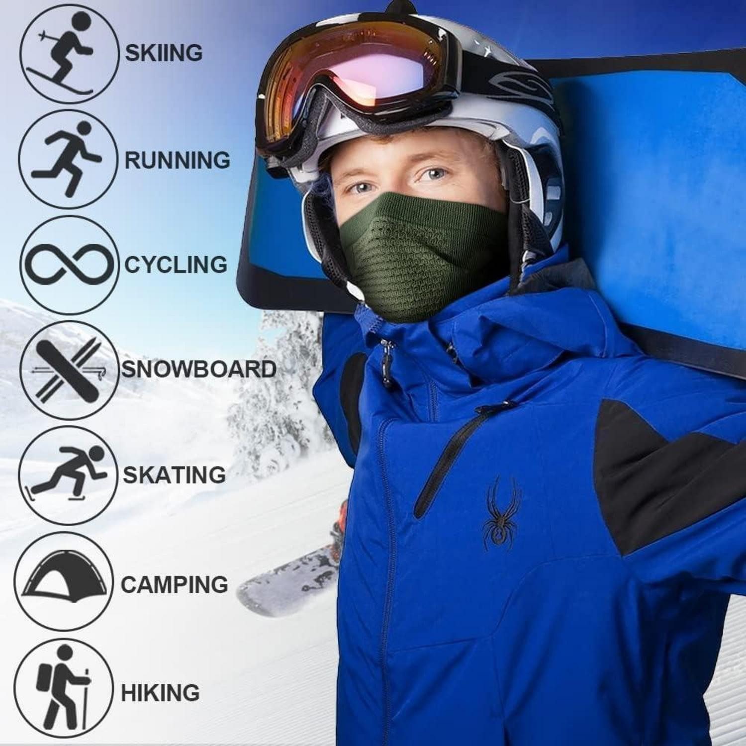 LuxusKollektion Sturmhaube Halswärmer Gamasche Gesichtsmaske Sturmhaube Bandana Ski Alle Grün