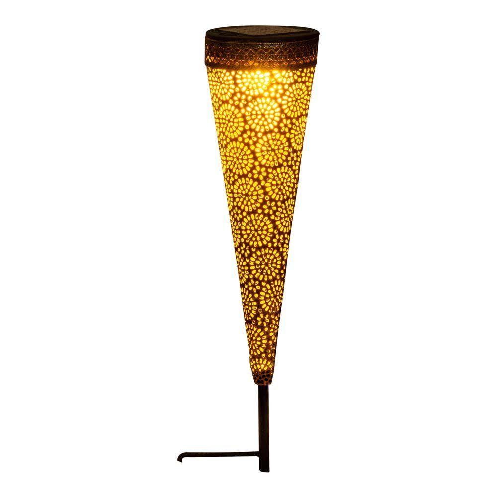 näve LED Solarleuchte, Leuchtmittel nicht inklusive, Solarleuchte Steckleuchte Erdspieß Balkonlampe IP44 Akku braun LED H