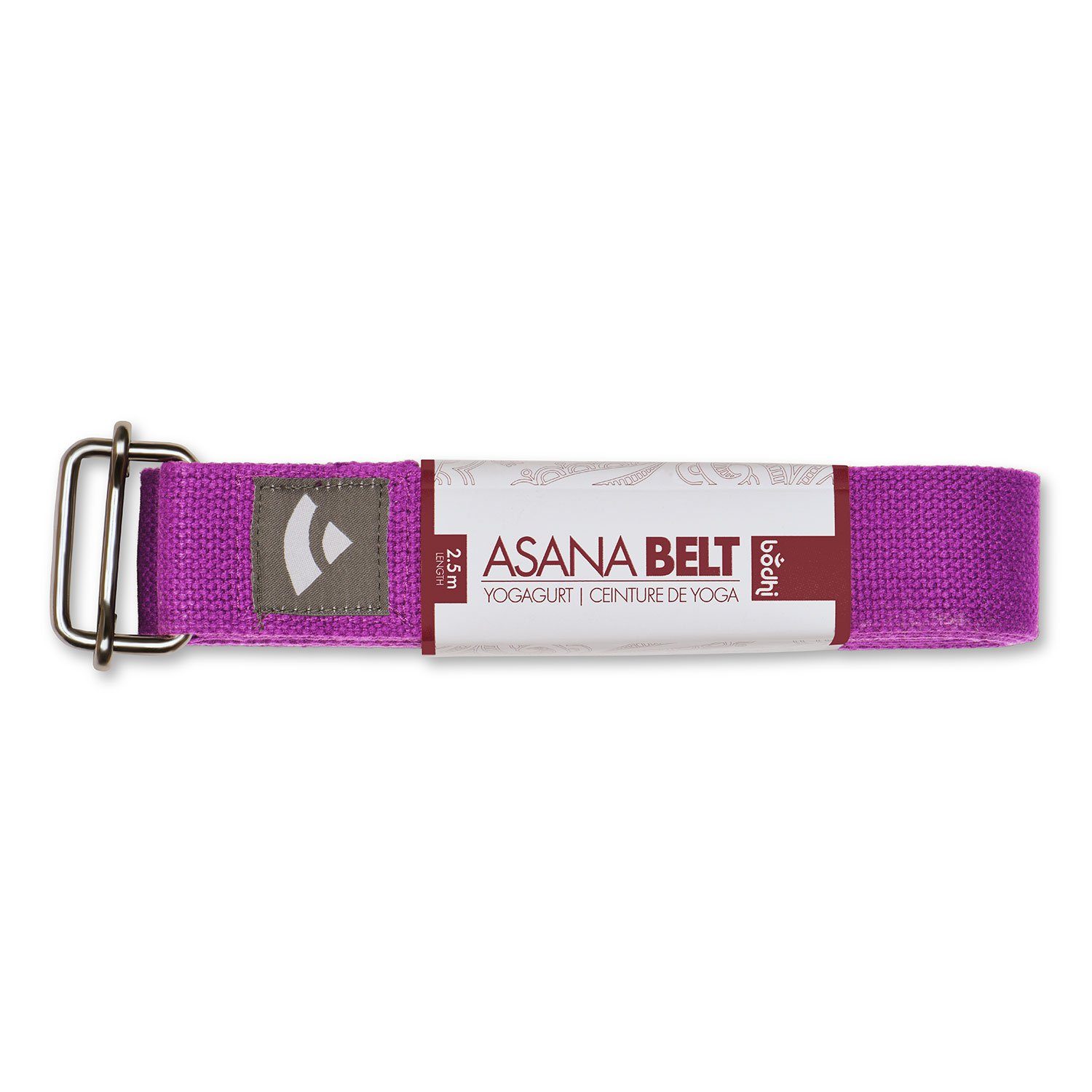 bodhi Yogamatte Yogagurt mit Schiebeschnalle ASANA 2,5m, lila Metall BELT