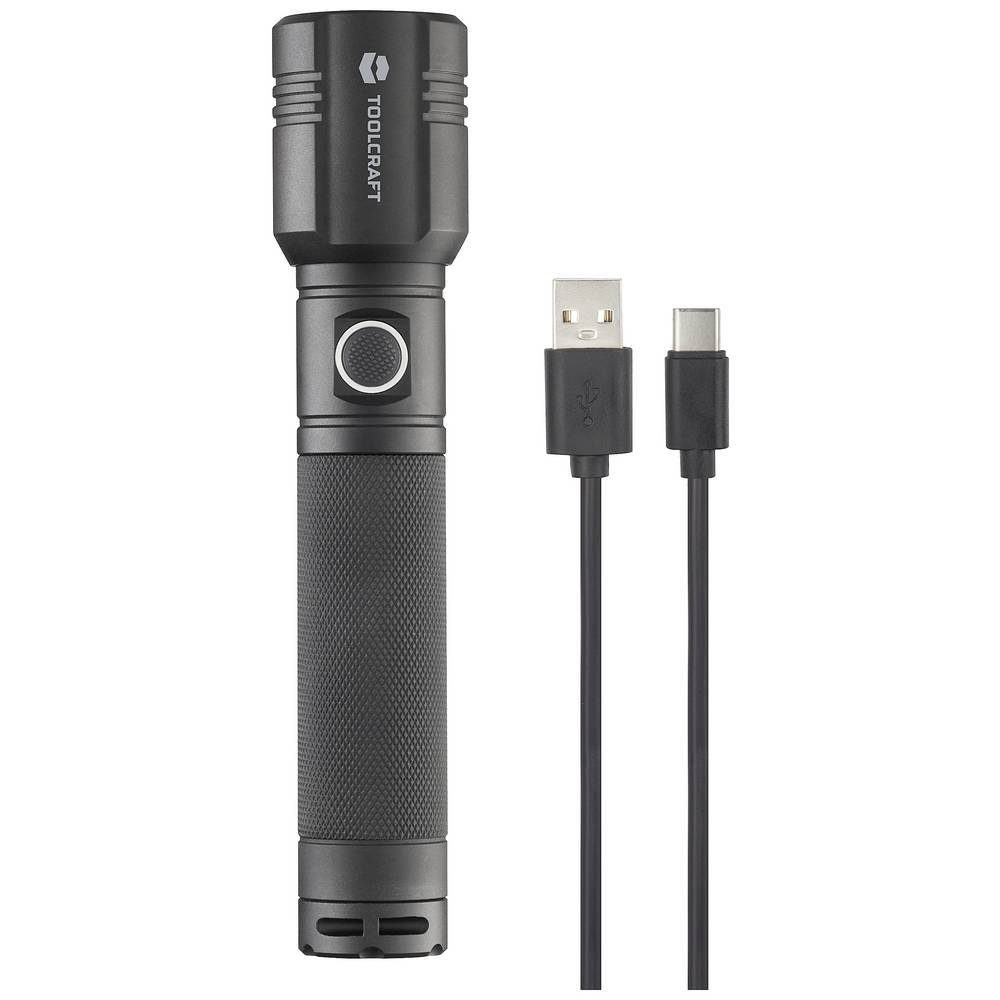 TOOLCRAFT Taschenlampe Taschenlampe 1000 LM TO-7838454, verstellbar, mit USB-Schnittstelle, mit Stroboskopmodus