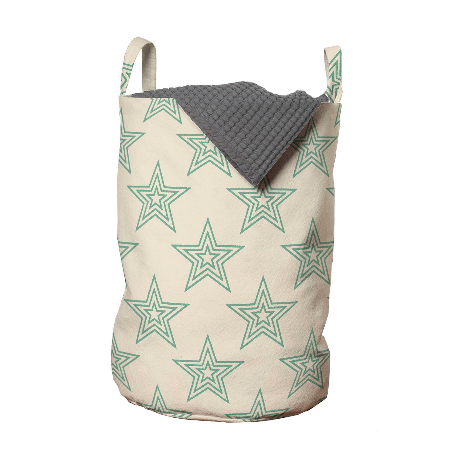 Abakuhaus Wäschesäckchen Wäschekorb mit Griffen Kordelzugverschluss für Waschsalons, Sterne Bullseye Form-Muster | Wäschesäcke