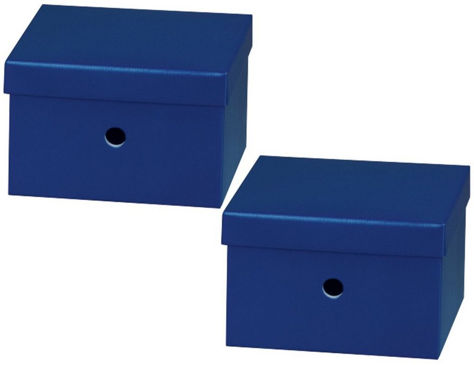 NIPS Aufbewahrungsbox UNI COLOUR (2 Stück) Mehrzweckbox mit Deckel  (Spar-Set), B/H/T: 26,5 x 16,5 x 26,5 cm, Wellkarton, Karton, Pappe