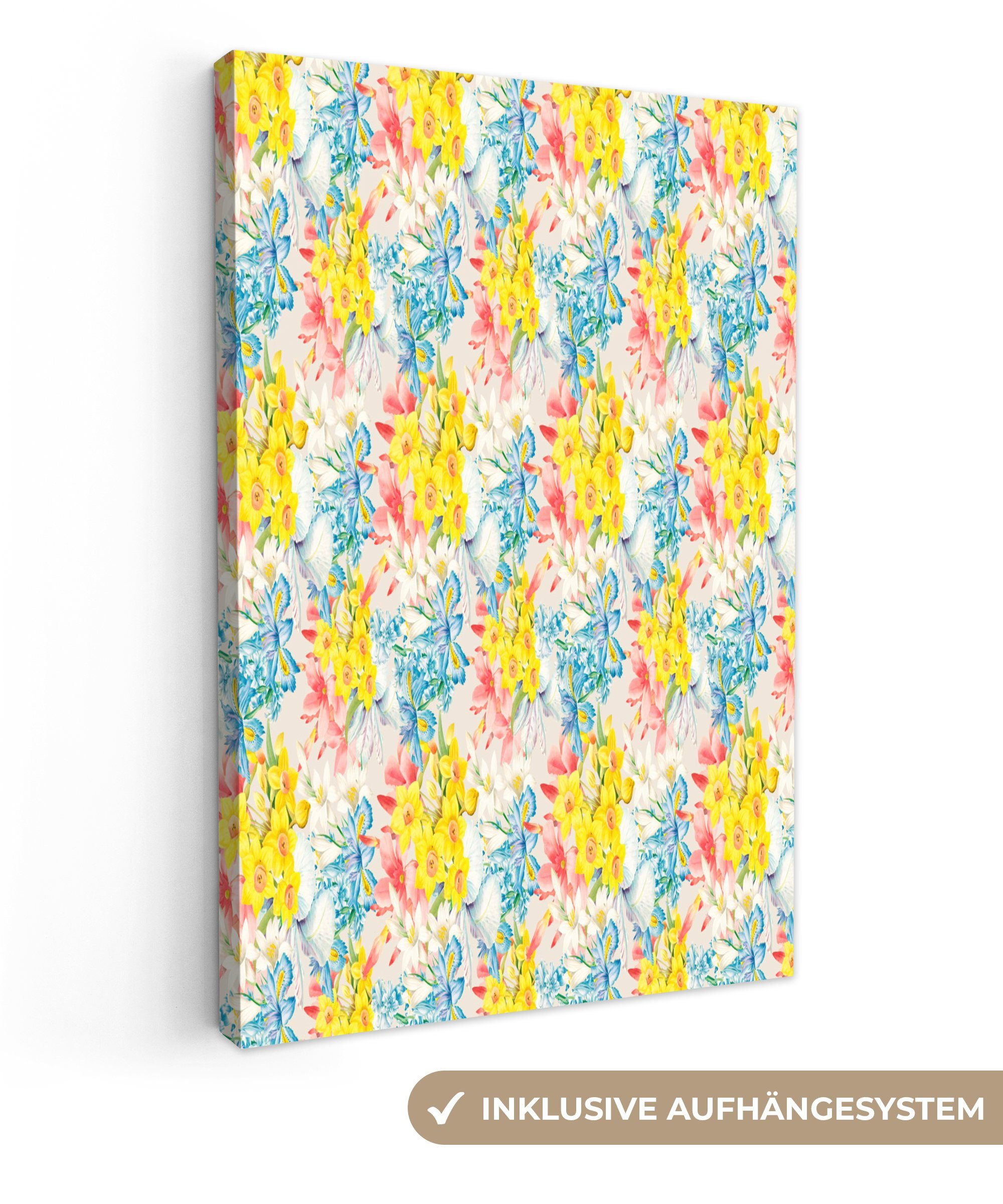OneMillionCanvasses® Leinwandbild Blumen - Farben - Pastell, (1 St), Leinwandbild fertig bespannt inkl. Zackenaufhänger, Gemälde, 20x30 cm