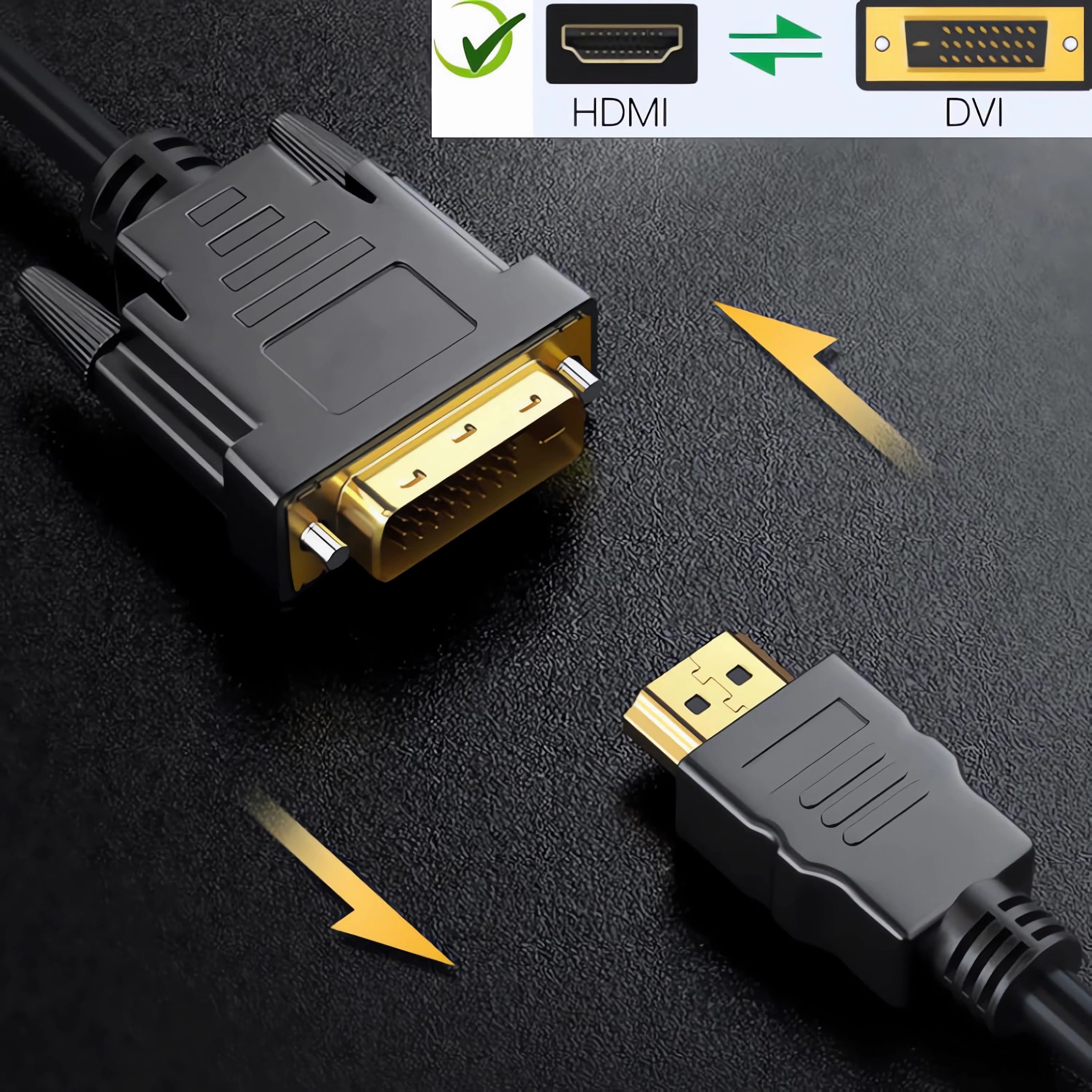 Bolwins M50 HDMI zu DVI Kabel 1,5 m, 1080p, PC & TV, 24+1 Stecker HDMI-Kabel, HDMI Stecker (19-polig), DVI-D Stecker (150 cm), HDMI auf DVI-D Adapterkabel, bidi – Bild 3 von 5