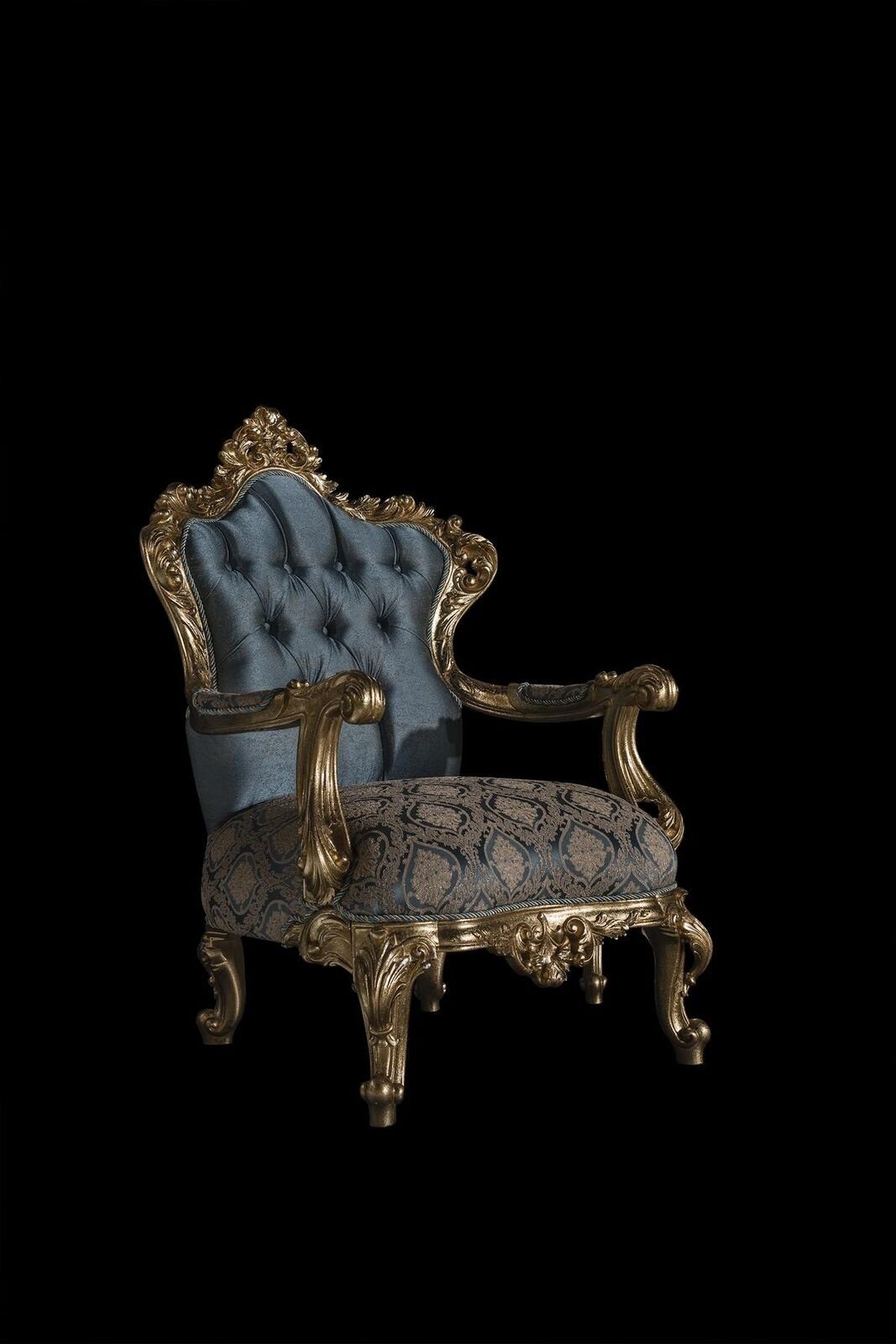 Polster Design Wohnzimmer Sessel JVmoebel Sessel Stoff Luxus Blau Klassische Elegantes