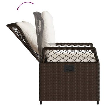 vidaXL Garten-Essgruppe 5-tlg. Garten-Essgruppe mit Kissen Braun Poly Rattan, (5-tlg)