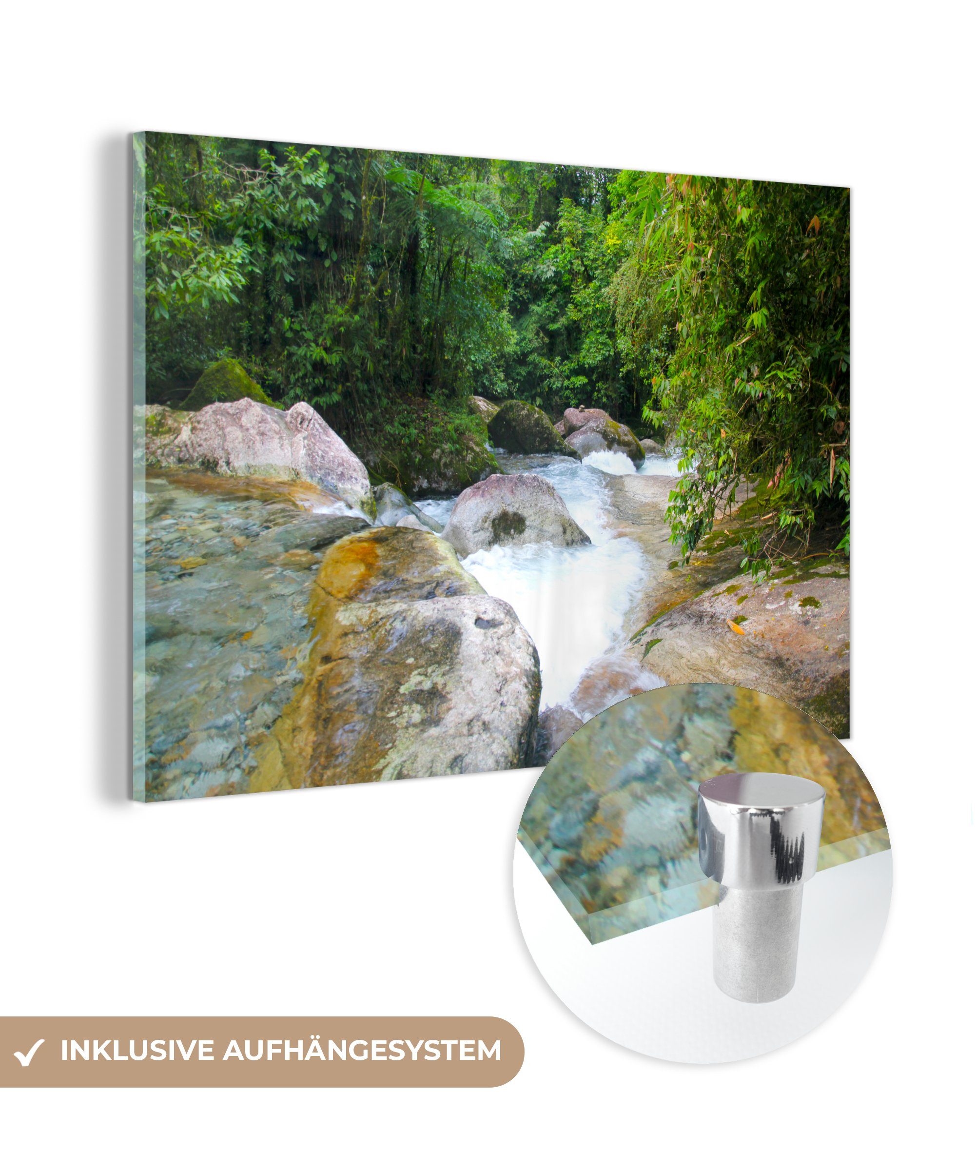 MuchoWow Acrylglasbild Wasserfall stürzt über die Felsen von Itatiaia, (1 St), Acrylglasbilder Wohnzimmer & Schlafzimmer