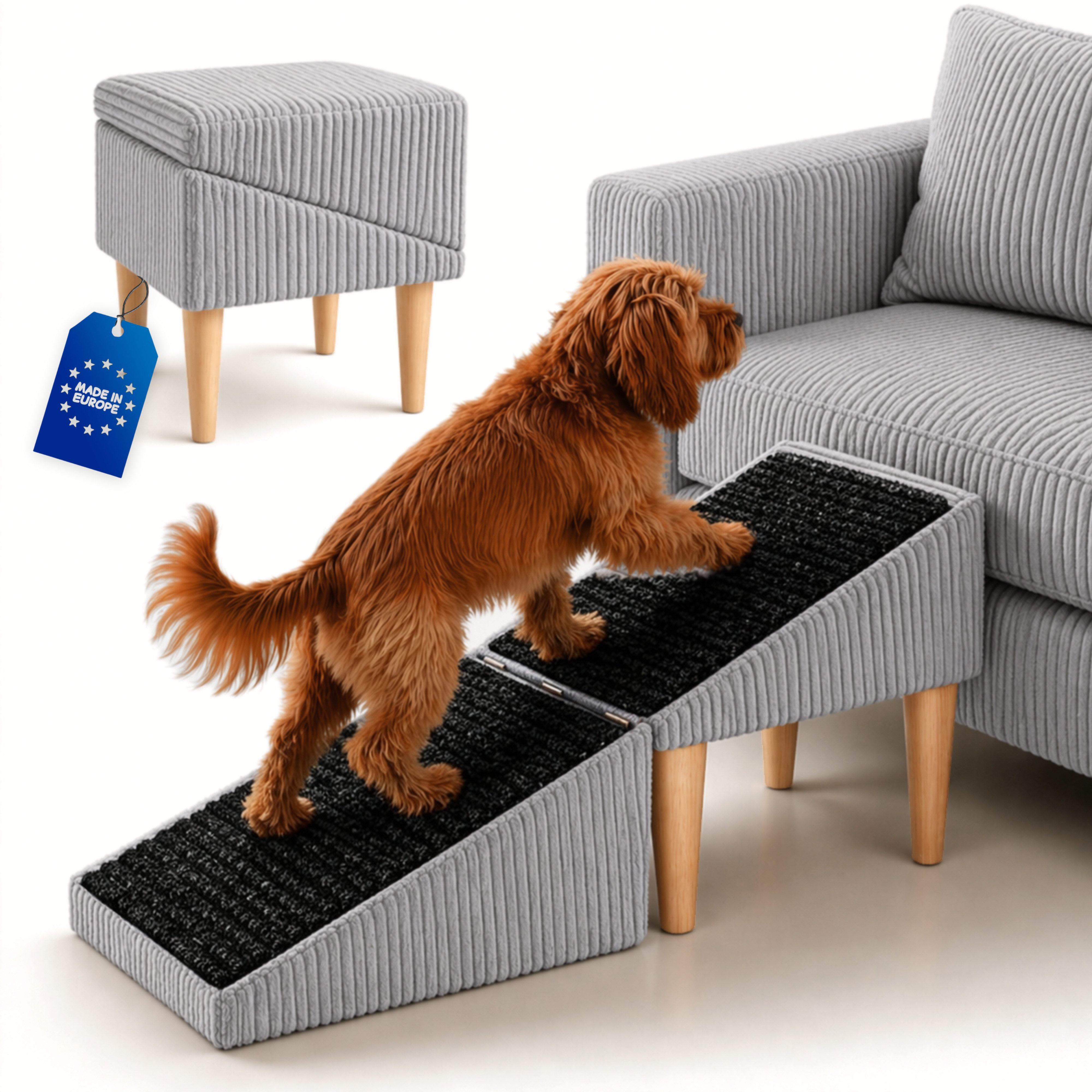 Outentin Haustiertreppe Hundetreppe klappbar mit Polster - Hunderampe Sofa Bett Katze (100 kg Belastbarkeit 2-in-1 Funktion 72x36x36 cm, 16 Farben, 1-St., Rutschfeste Oberfläche, Gelenkschonend, Pflegeleicht, Für Innenbereich)