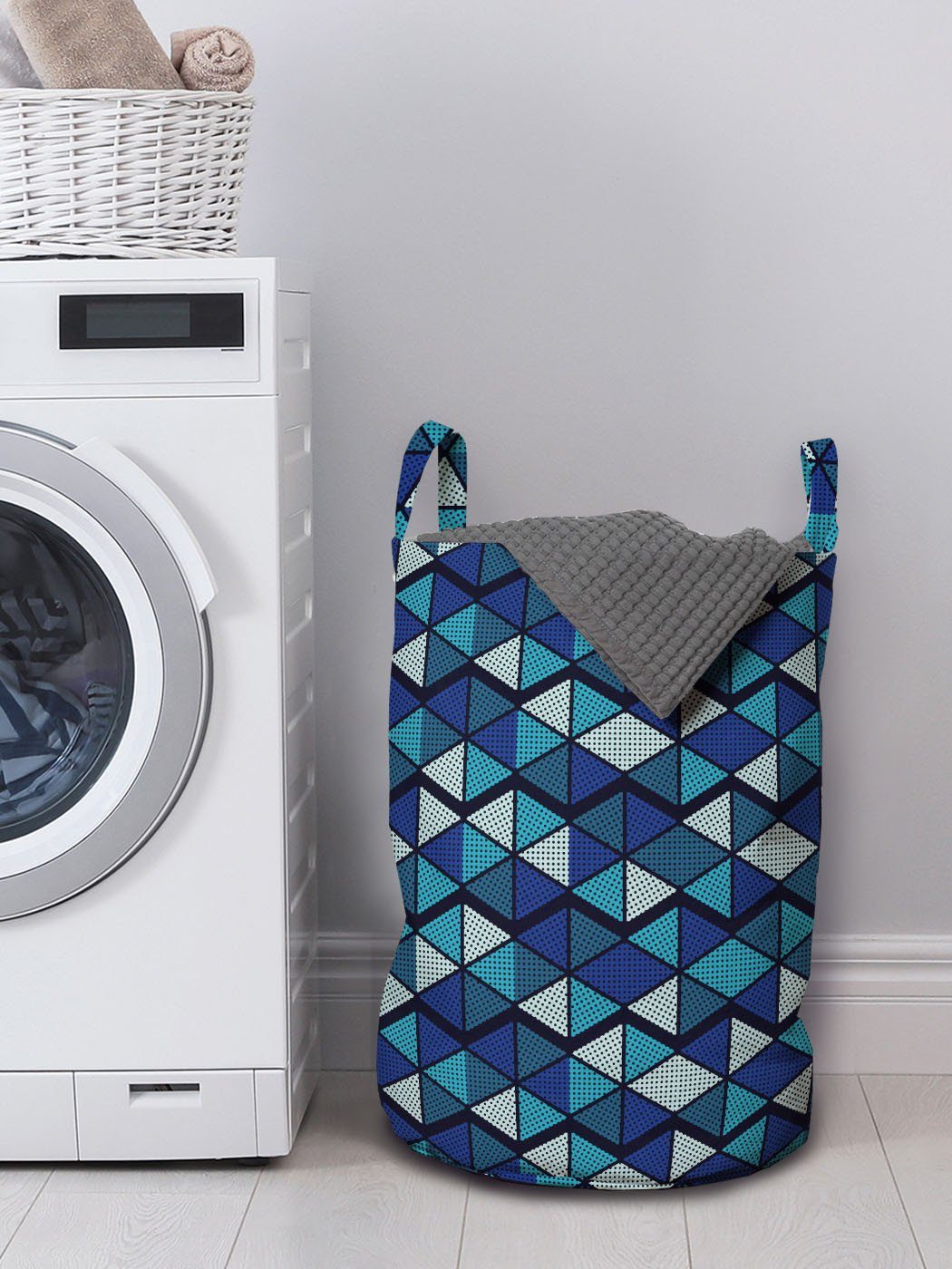 Griffen Abstrakt Abakuhaus Waschsalons, Triangles Dunkler für Wäschesäckchen Geometric Kordelzugverschluss Wäschekorb mit