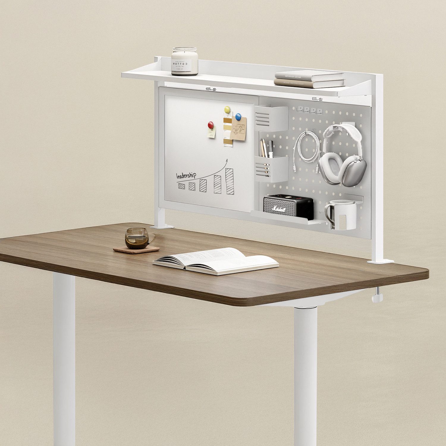 Ergo Office Tafel ER-301 Schreibtischaufteiler mit Magnettafeln, max. Belastung 10kg, weiße Tafel, Breite 1116mm