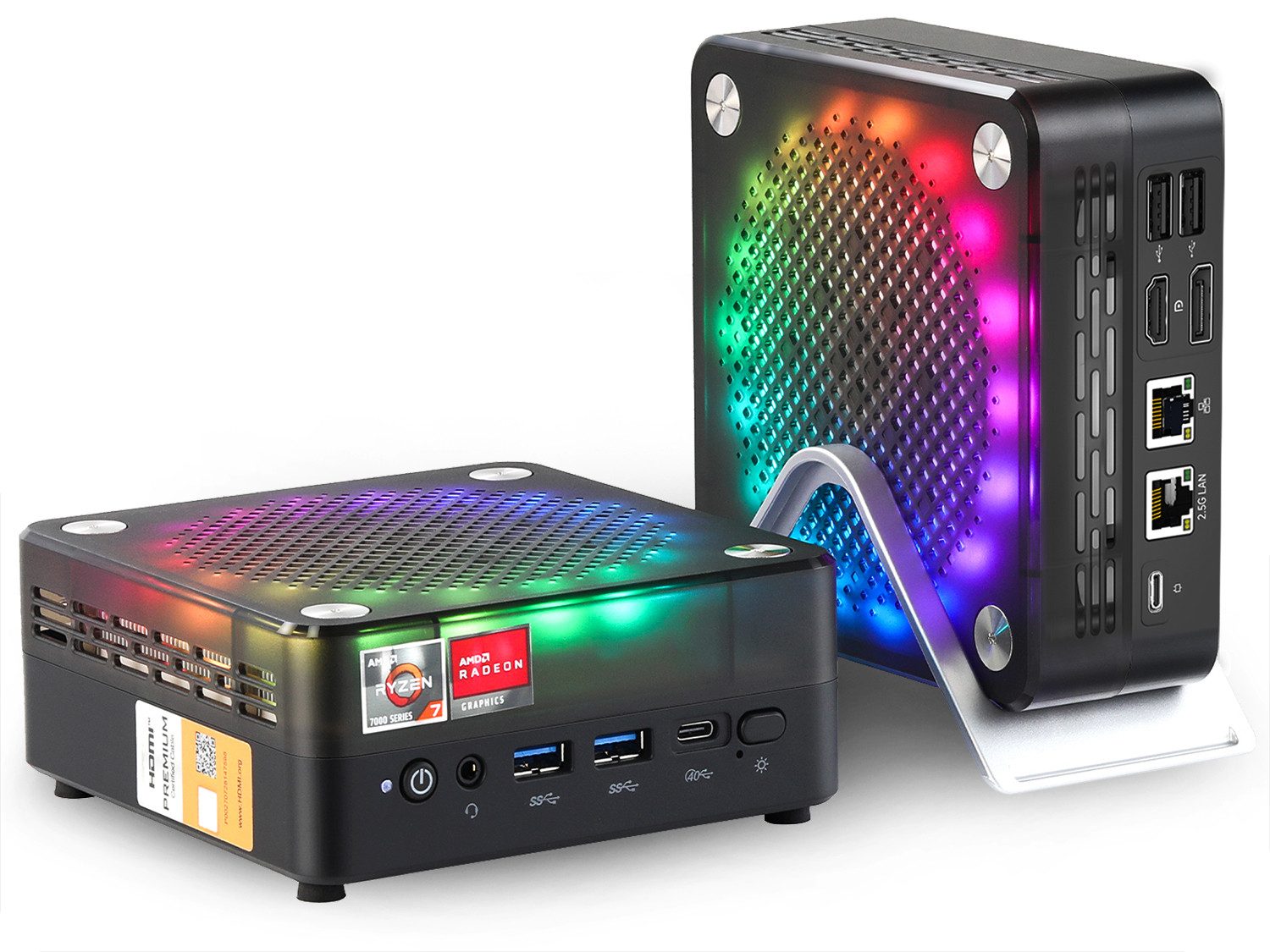 AWOW Gaming Mini PC AMD Ryzen 7 7840HS(8C/16T), 32GB DDR5 1TB M.2 SSD Mini-PC (AMD Ryzen 7 7840HS, AMD Radeon 780M, 32 GB RAM, 1024 GB SSD, Lüfter, DDR5Dual LANWindows 11 Pro)