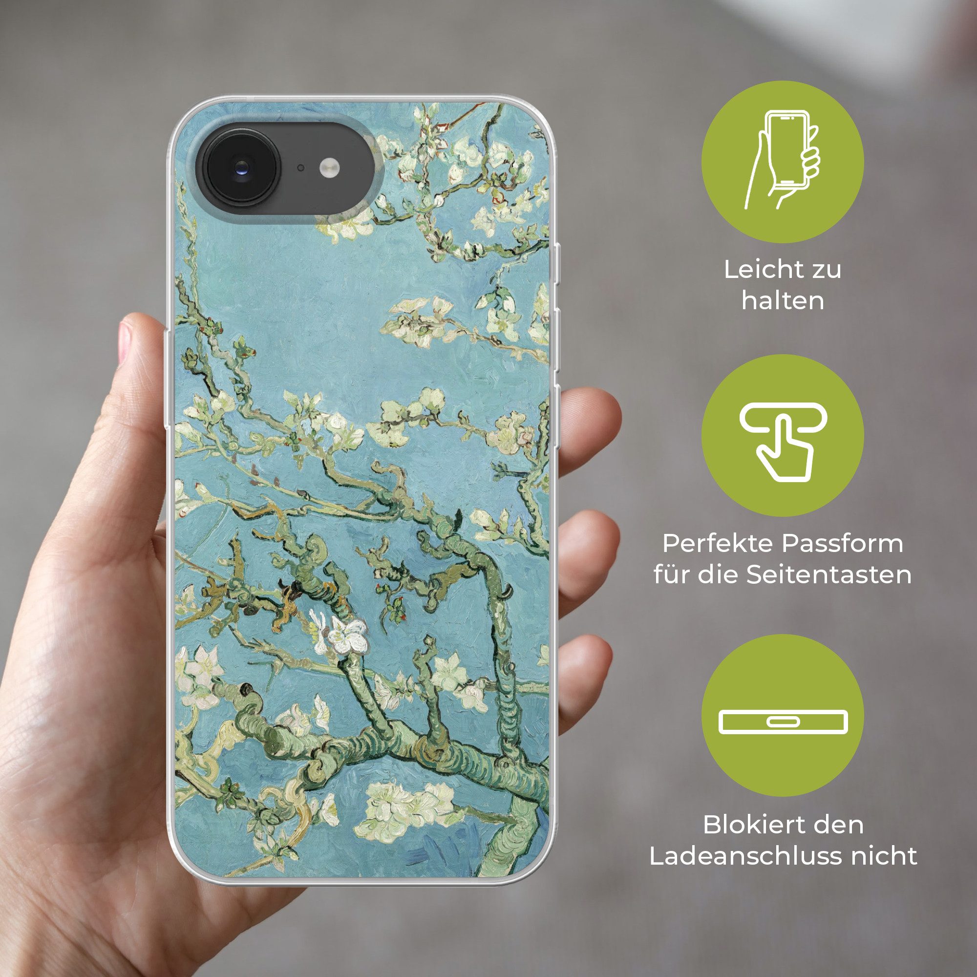 MuchoWow Handyhülle für Apple iPhone 16e Mandelblüte - Van Gogh - Kunst, Smartphone-Bumper, Print, Handy Schutzhülle Dünn – Bild 4 von 5