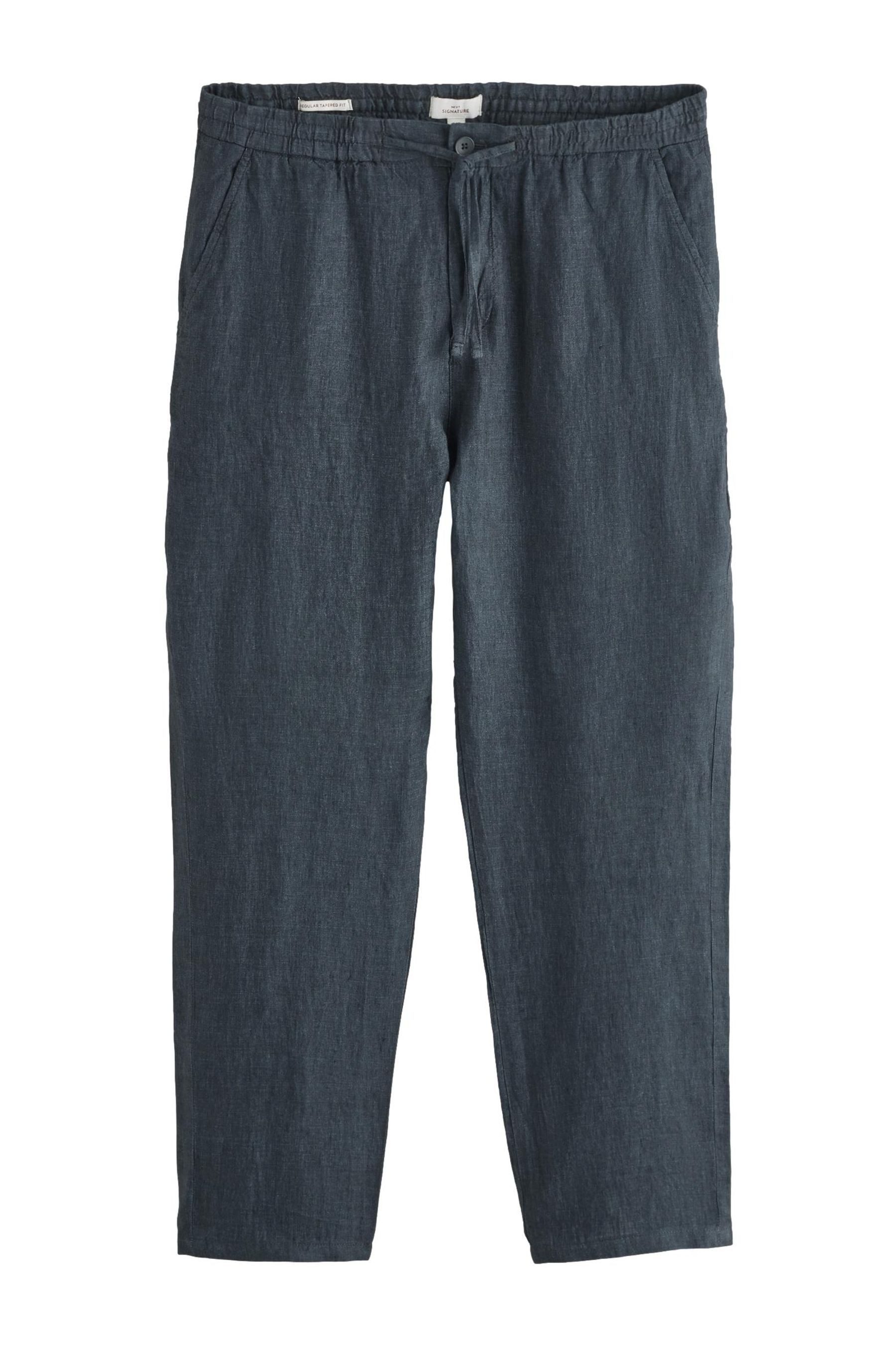 Dehnbund-Hose Signature Regular Fit Leinenhose mit Elastikbund