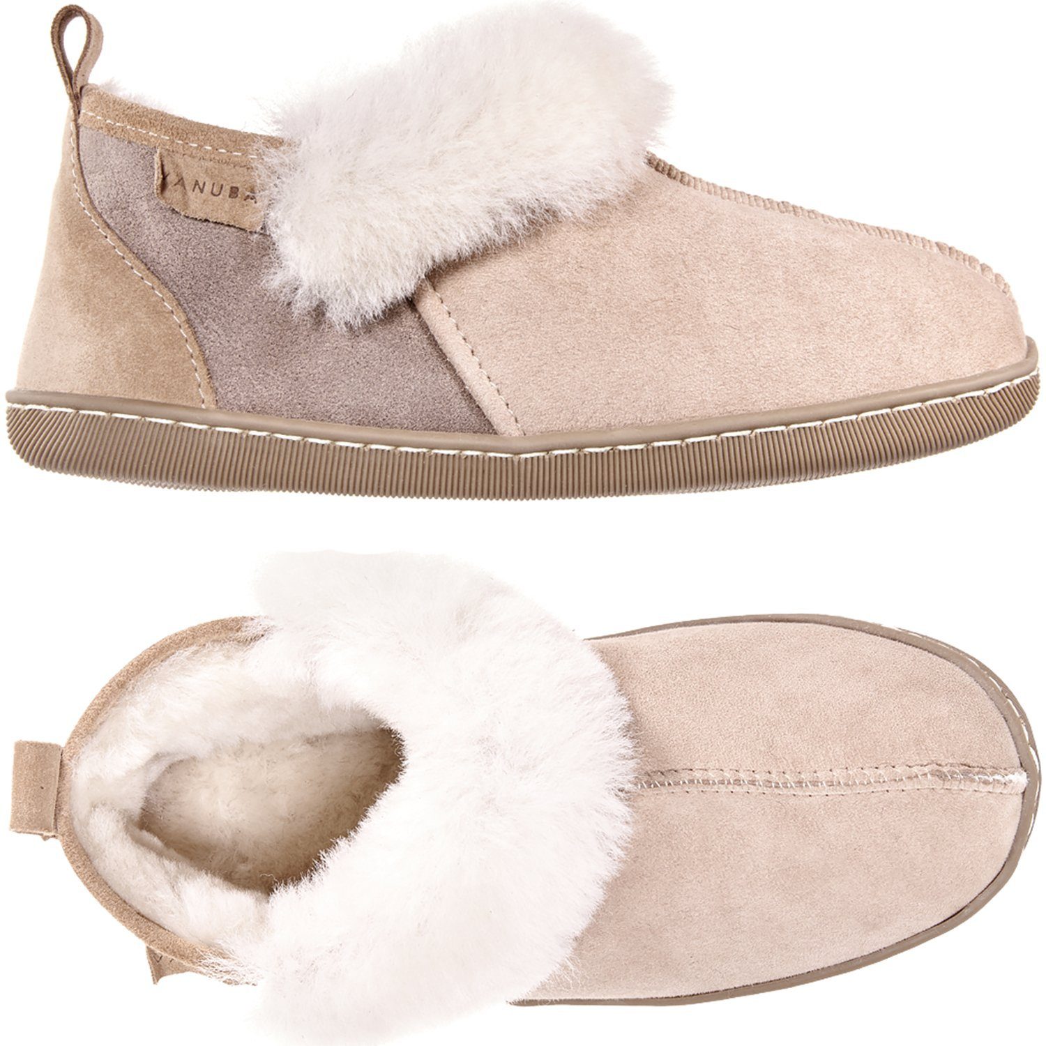 Vanuba KARAYAKA Damen Hausschuh Echtleder Hüttenschuhe/Winter-Hausschuhe/Gefüttert