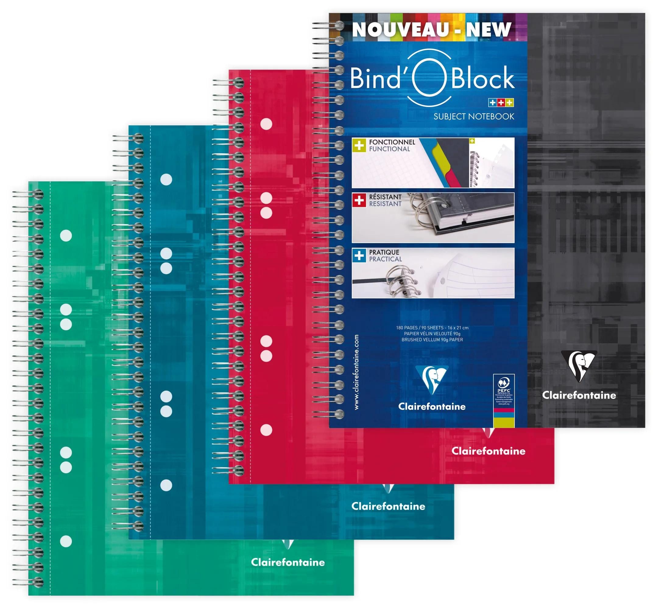 CLAIREFONTAINE Notizblock 5x BIND'O BLOCK Konferenzblock A5 90 Blatt kariert Sortiert 8272C, Clairefontaine Metric