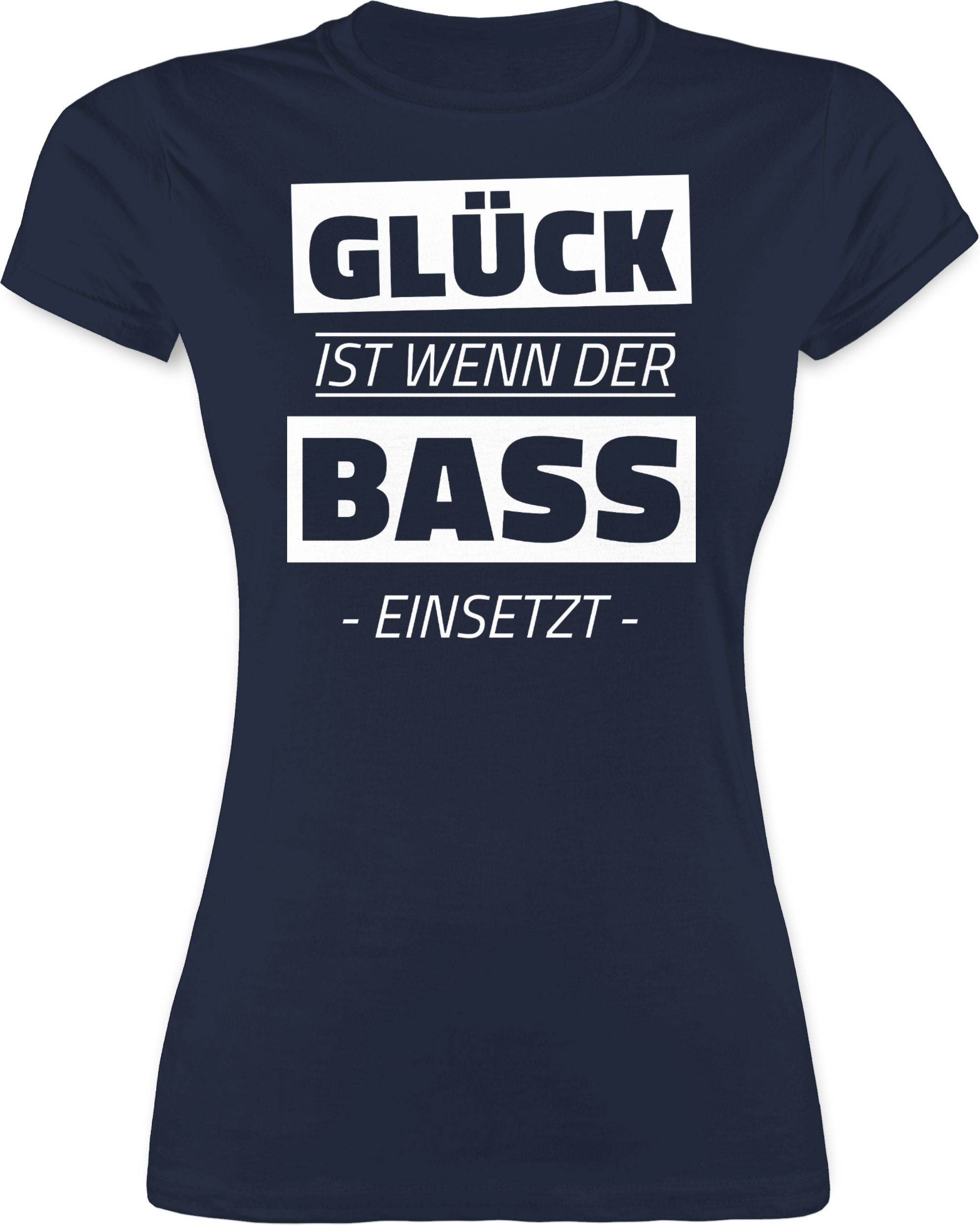 Damen Shirts Shirtracer T-Shirt Glück ist wenn der Bass einsetzt - Technomusik & House Music - Damen Premium T-Shirt (1-tlg) Tec