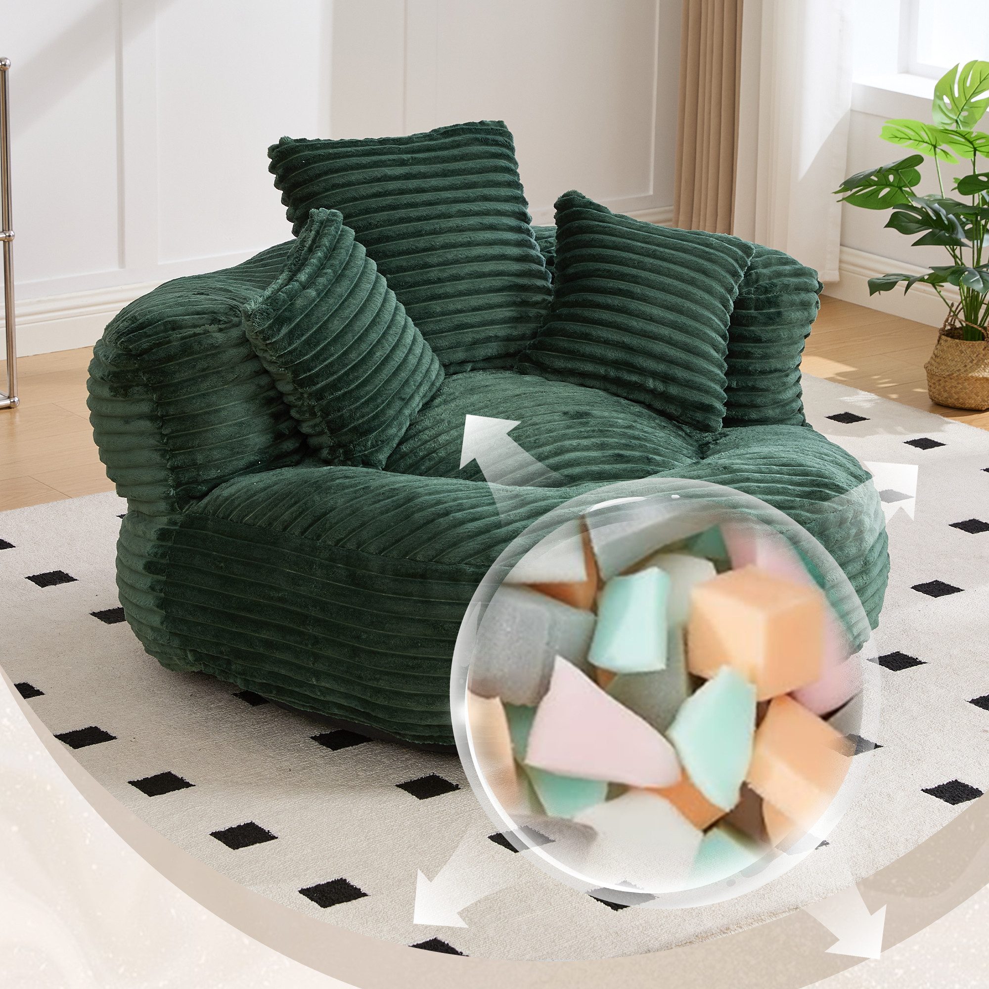 BlingBin Sitzsack Cordstoff-Sofa, Lazy Sofa (Sofa, 1 St., 108 x 108 x 52 cm günstig online kaufen