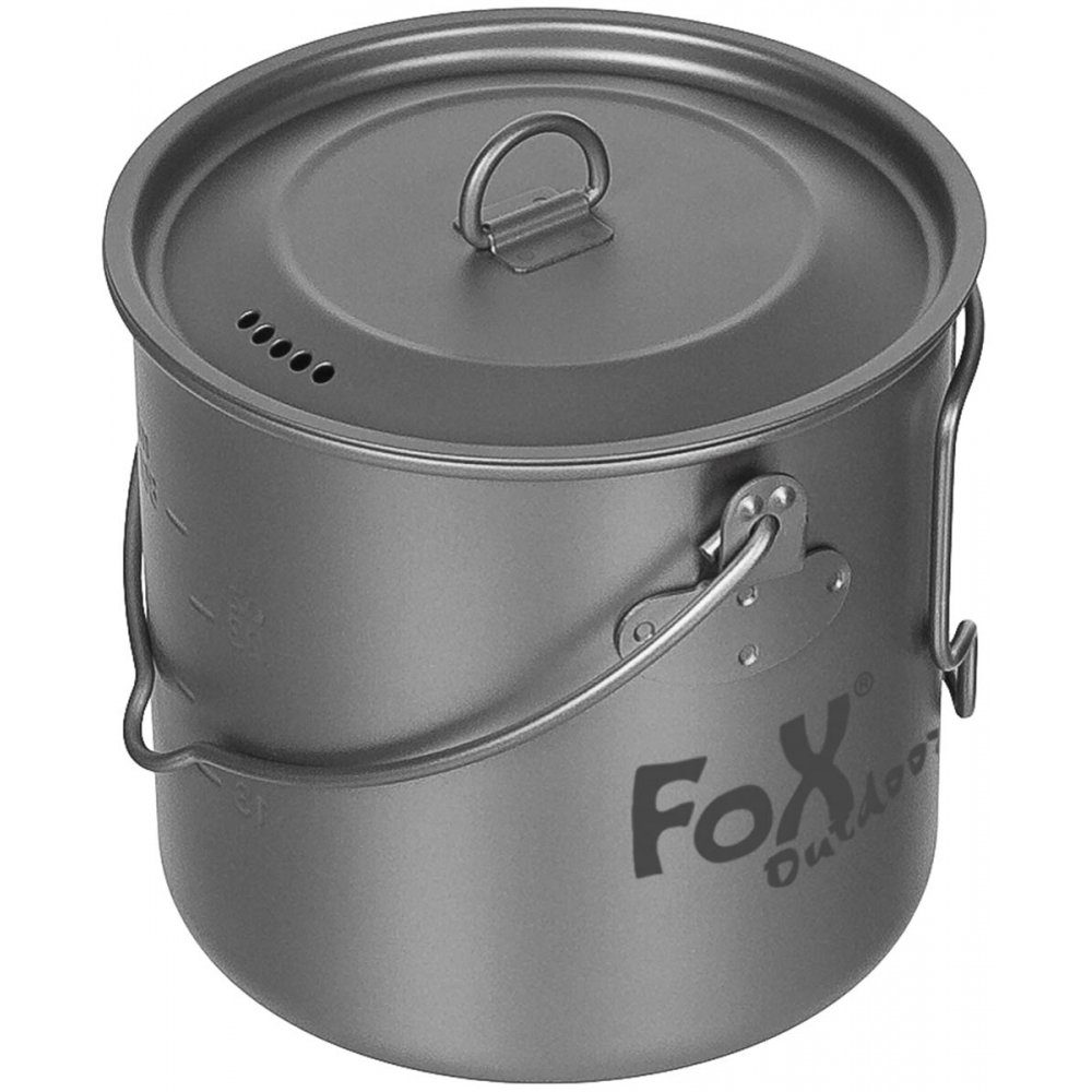 FoxOutdoor Kochtopf Topf, Titan, klein, mit Deckel, Klappgriffe, ca. 1,1 l, (Set)