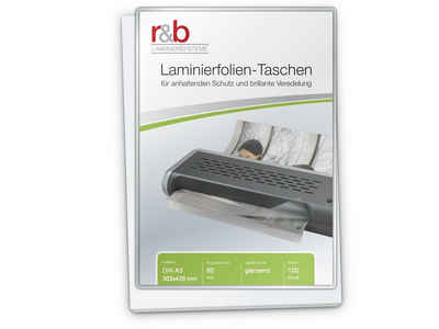 r&b Laminiersysteme Schutzfolie Laminierfolien A3 (303 x 426 mm), 2 x 60 mic, glänzend