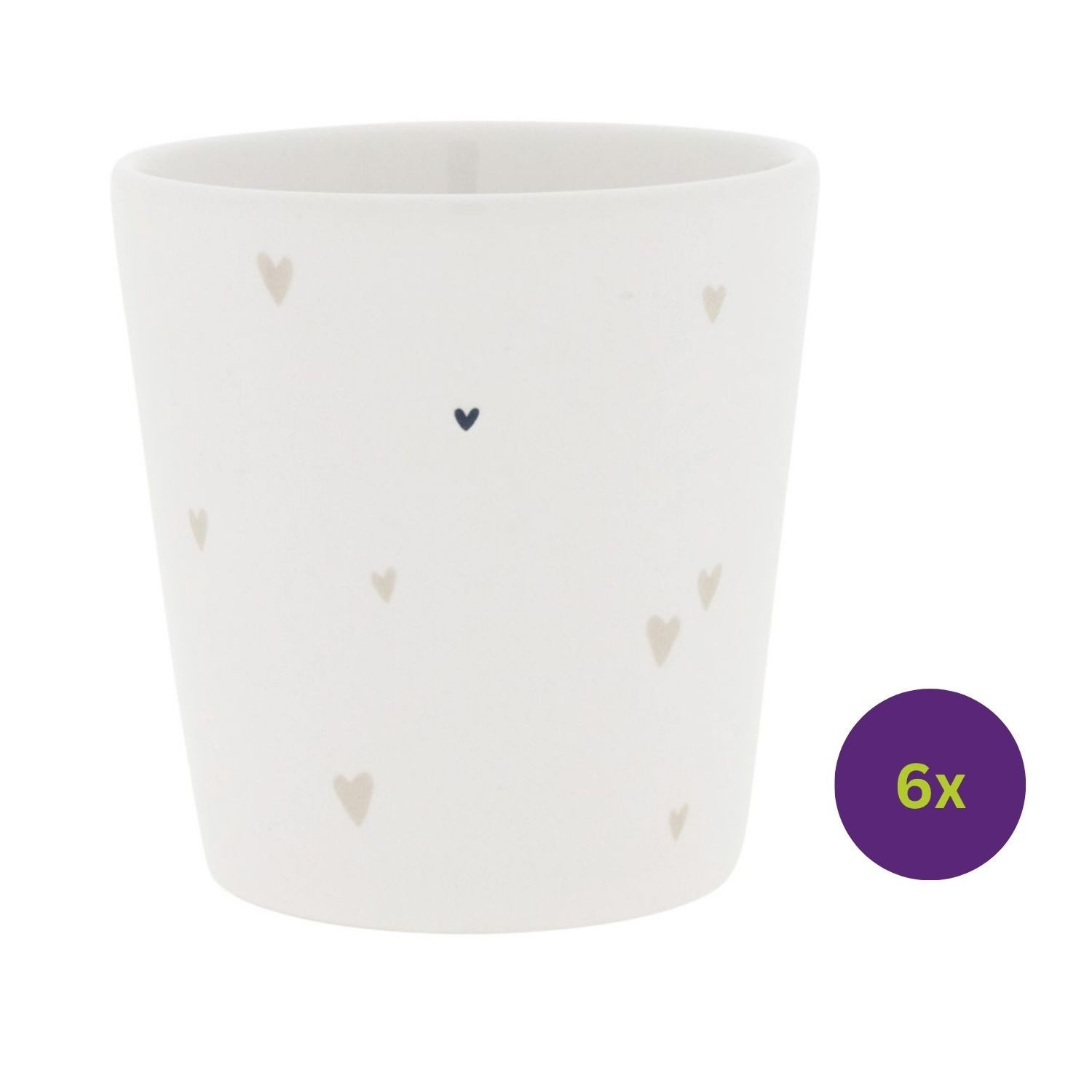 Bastion Collections Tasse Beige Titan, Keramik, Spülmaschinengeeignet, Weiß, Herzen, H: 9cm