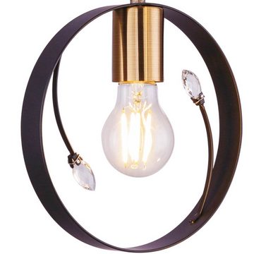 etc-shop LED Pendelleuchte, Leuchtmittel inklusive, Warmweiß, Retro Decken Hänge Lampe Ring Design Kristall Pendel