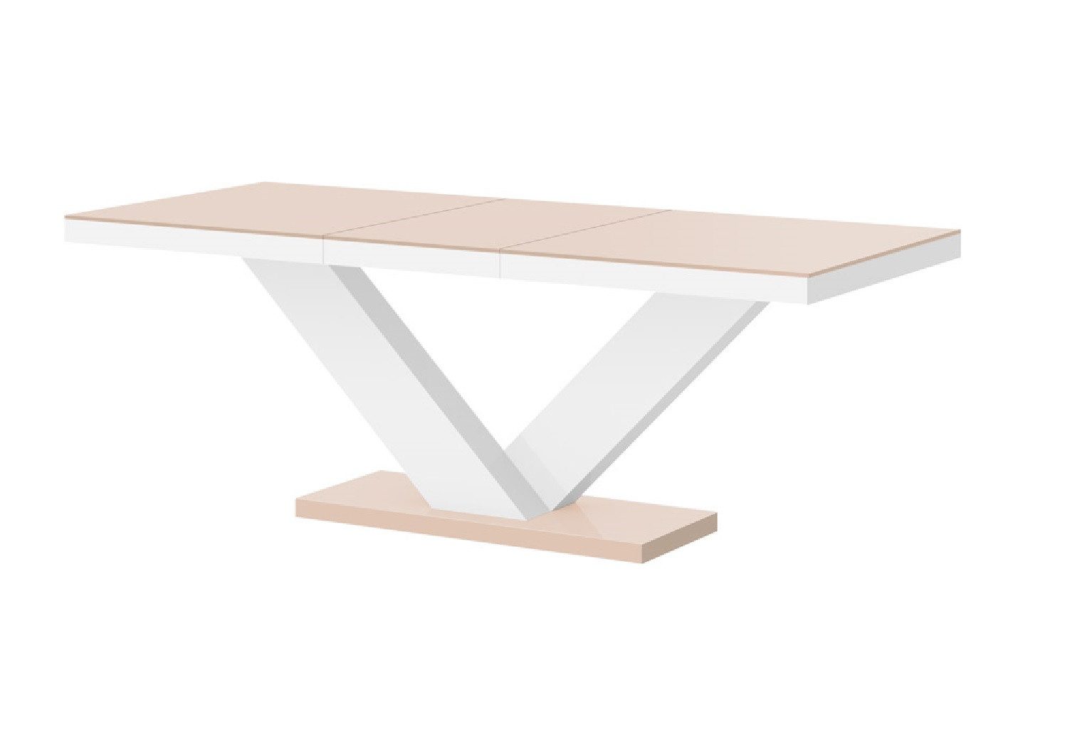designimpex Esstisch Tisch HE-999 Cappuccino / Weiß Hochglanz ausziehbar 160 bis 256 cm