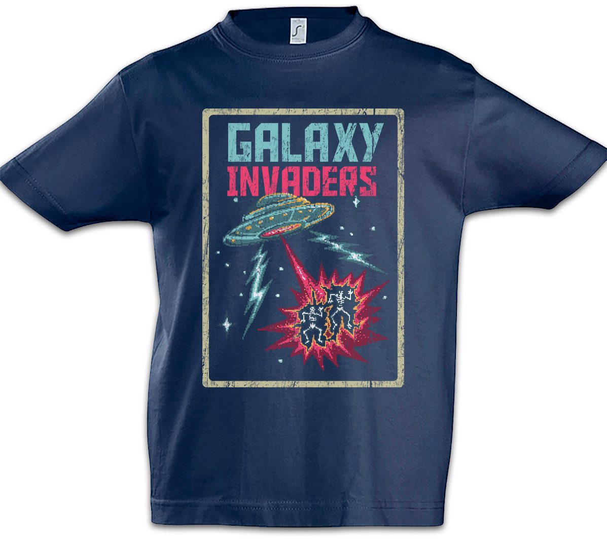 Print-Shirt Pixel Galaxy Invaders Kinder T-Shirt Gamer Gaming Games Pixel Retro