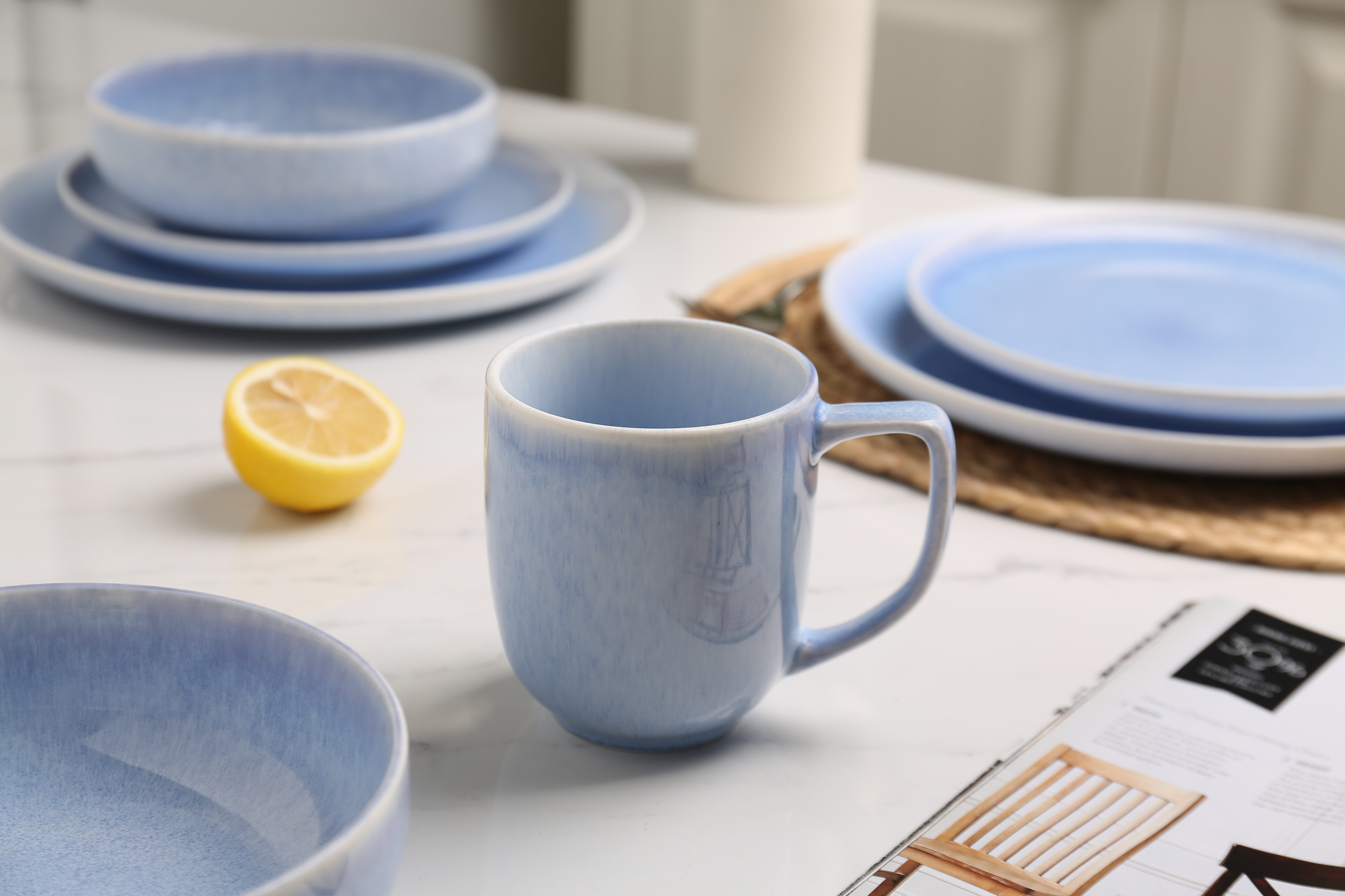 OTTO home Becher Kaffeebecher Flett, mit Reaktivglasur, 4er Set, 4-tlg., Porzellan, spülmaschinenfest und mikrowellengeeignet, 340 ml