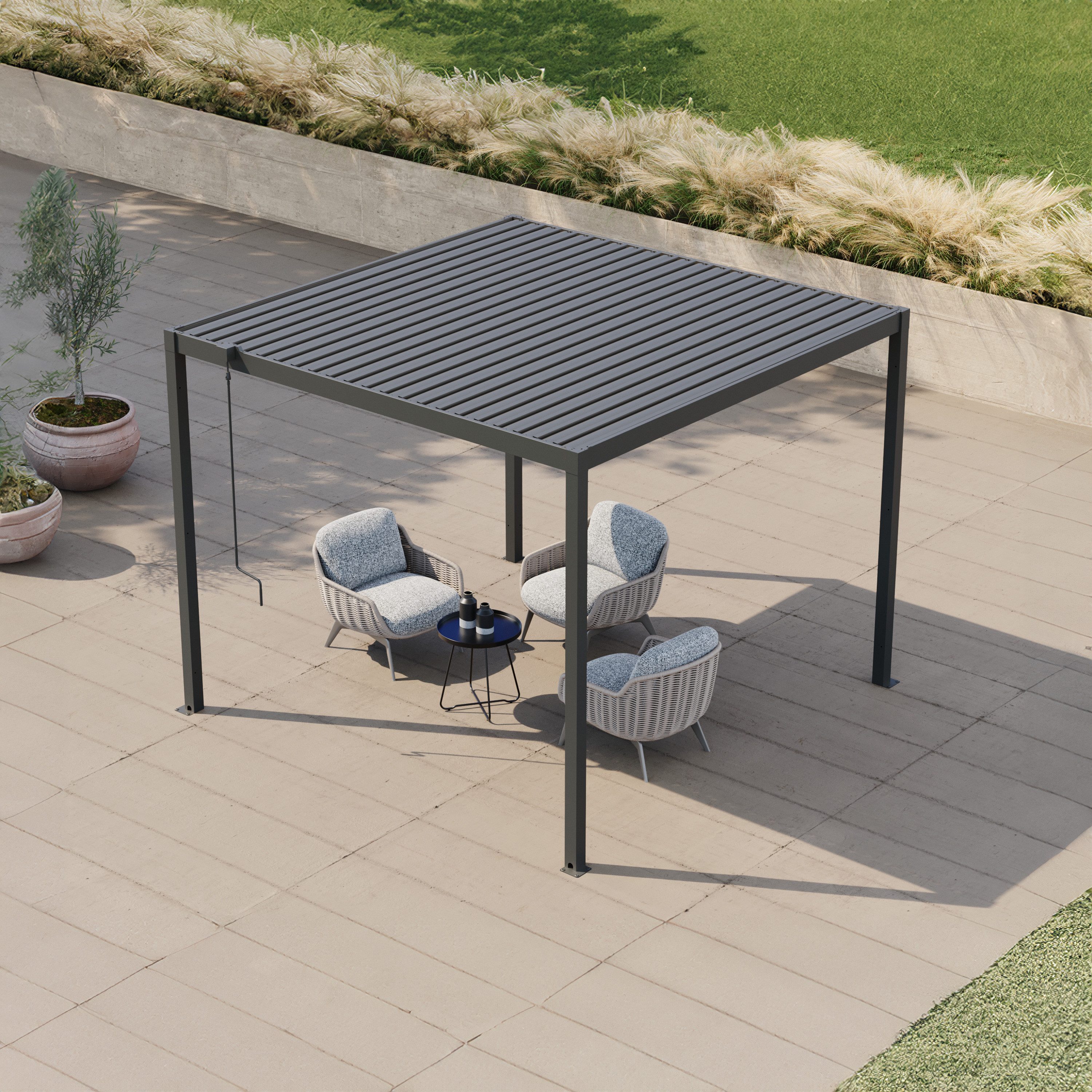 GFP Pergola Pavillon mit verstellbarem Lamellendach, BxTxH: 300x300x238 cm