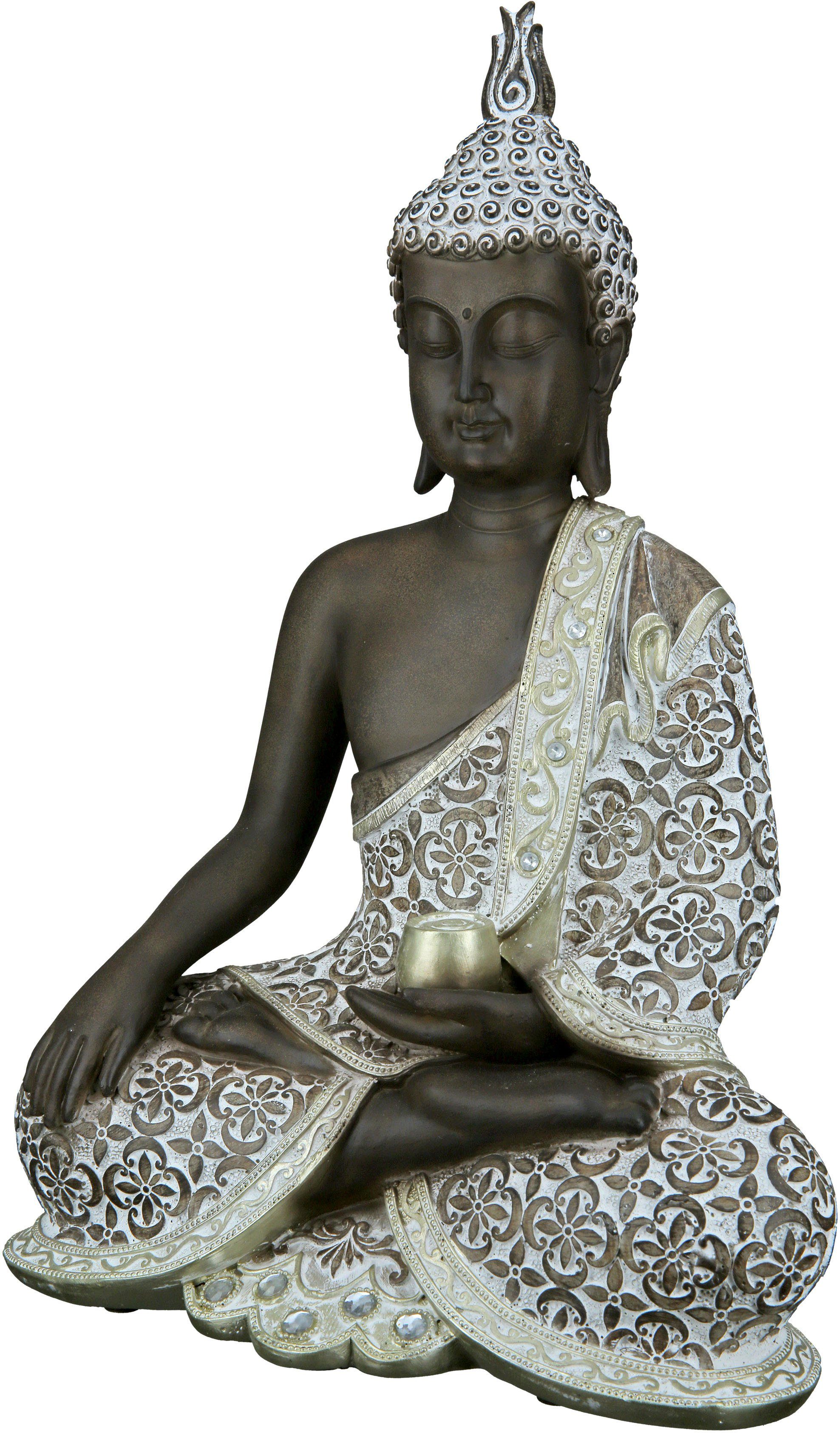 braun-weiß B. Mangala Buddha GILDE Maße: 10cm 29cm Buddhafigur x 20cm H. x (1 St), T.