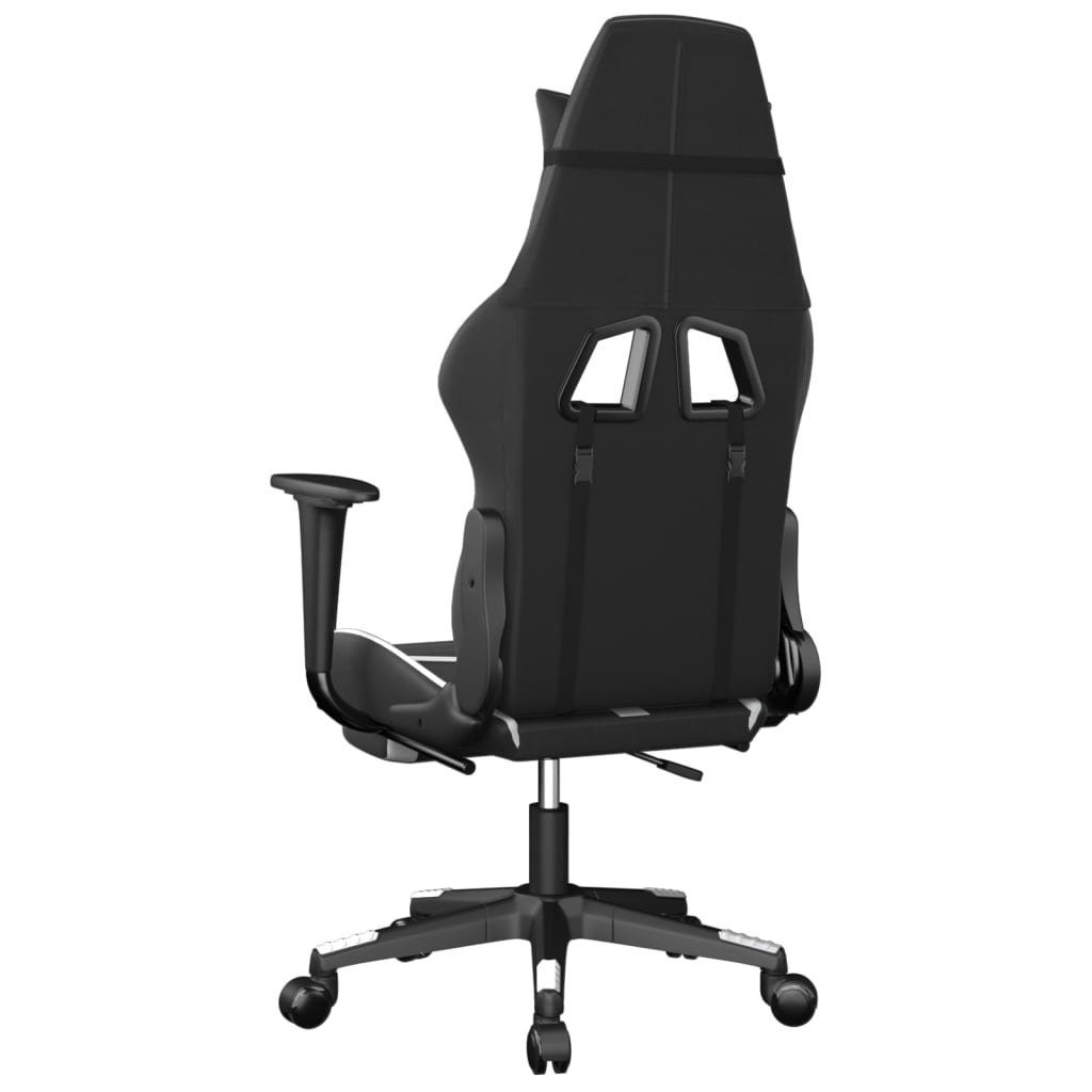 Fußstütze und Schwarz furnicato mit (1 St) Weiß Kunstleder Gaming-Stuhl