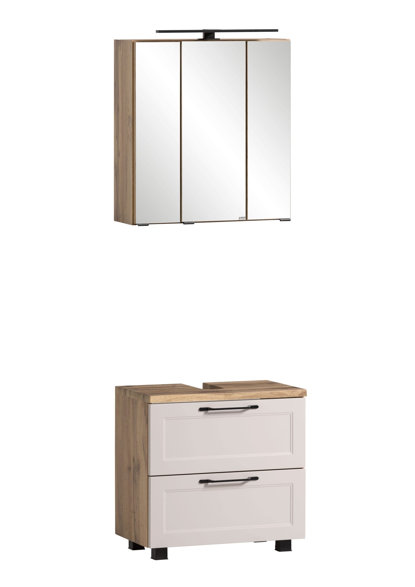 HELD MÖBEL Badezimmer-Set (2-tlg) in Kaschmir, Wotaneiche-Dekor - 60x195x35 (BxHxT), (2-tlg)