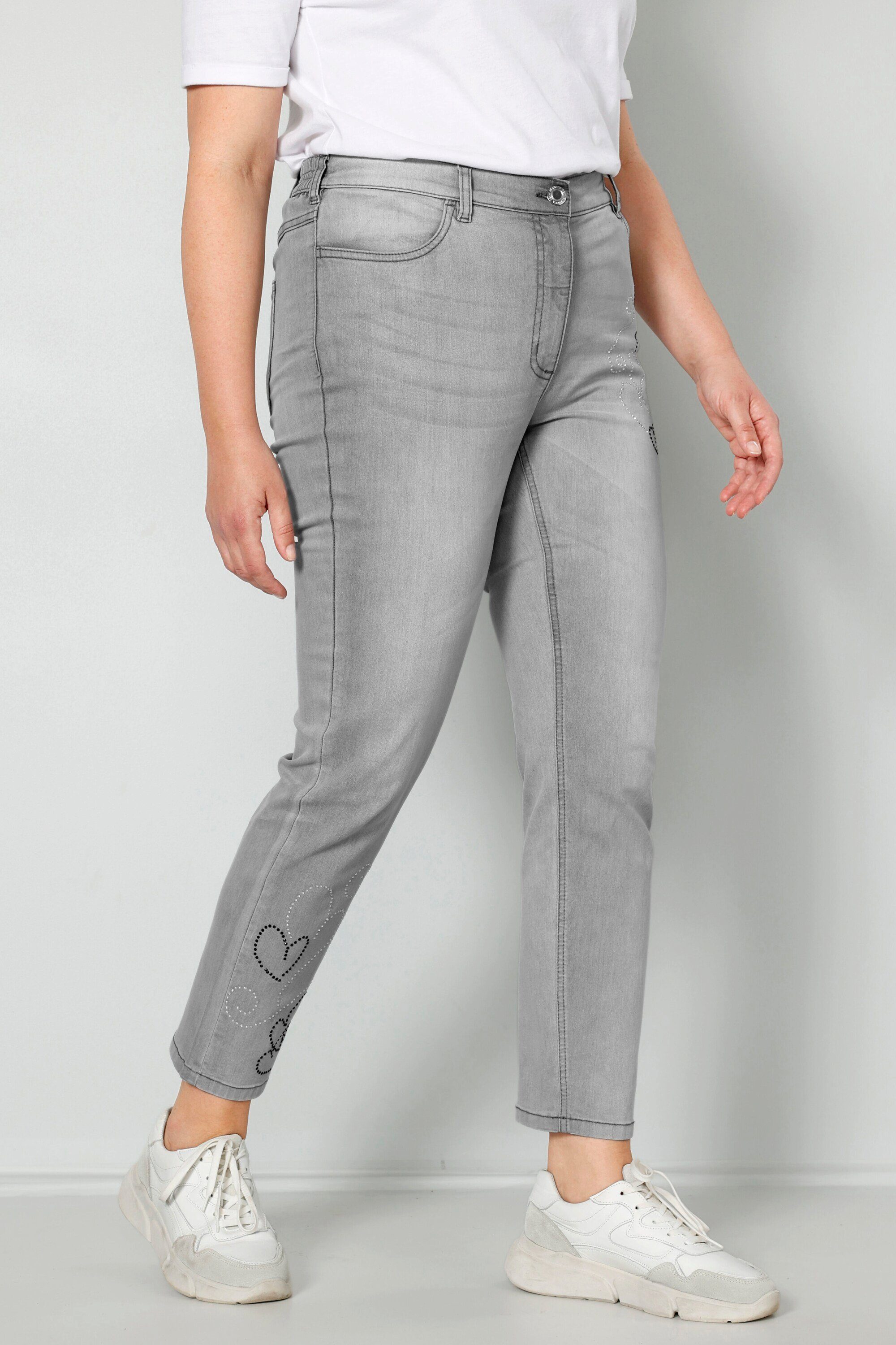MIAMODA Röhrenjeans 7/8-Jeans Slim Fit Glitzerherzchen günstig online kaufen