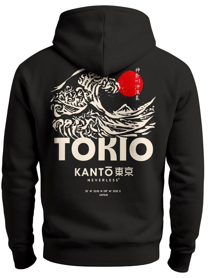 Neverless Hoodie Herren Hoodie Backprint - Design Tokio Japan - Kapuzensweatshirt