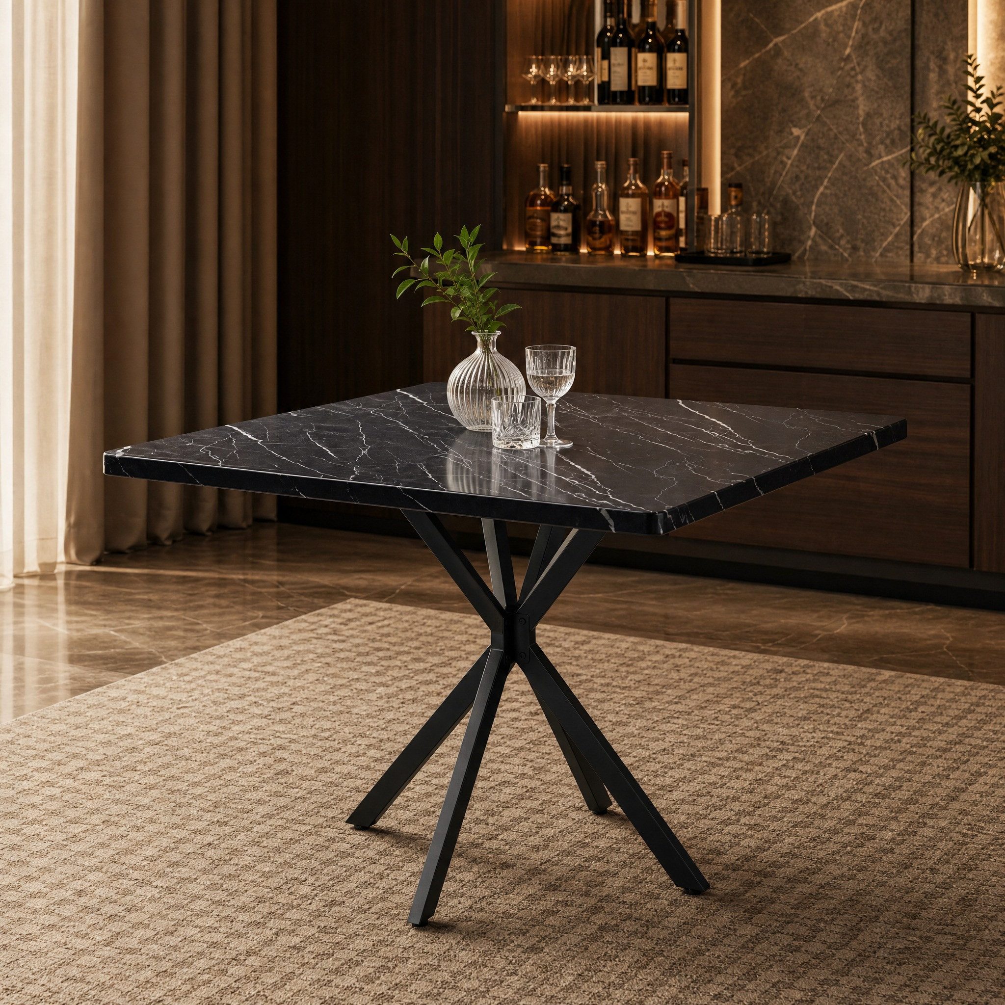 REDOM Esstisch Quadratischer Esstisch, Mid-Century Modern, für 4-6 Personen (Packung, 1-St., Vielseitig als Küchen-, Ess- & Bürotisch nutzbar), Platzsparendes Design für kleine Räume