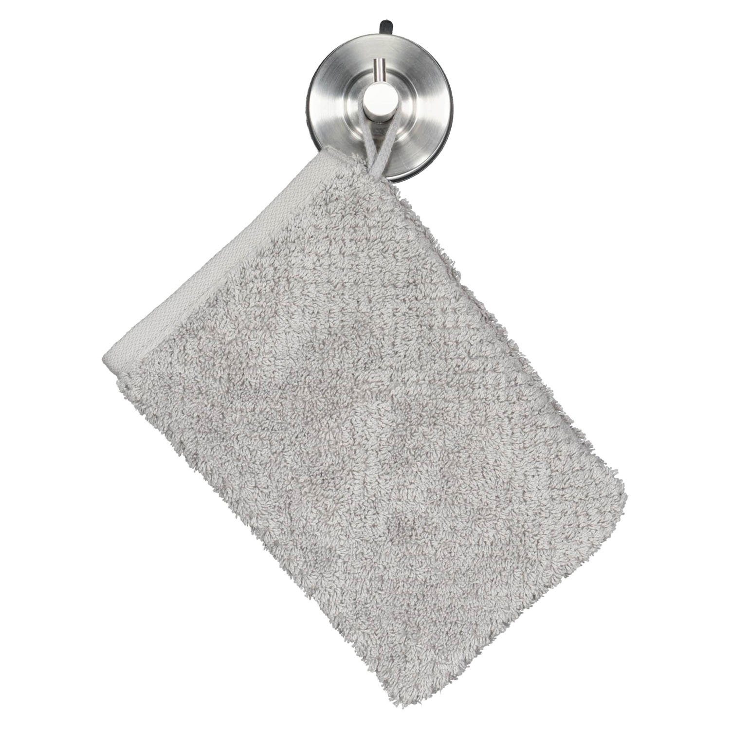 Cawö Waschhandschuh Waschhandschuh PURE, Grau, B 16 cm, L 22 cm