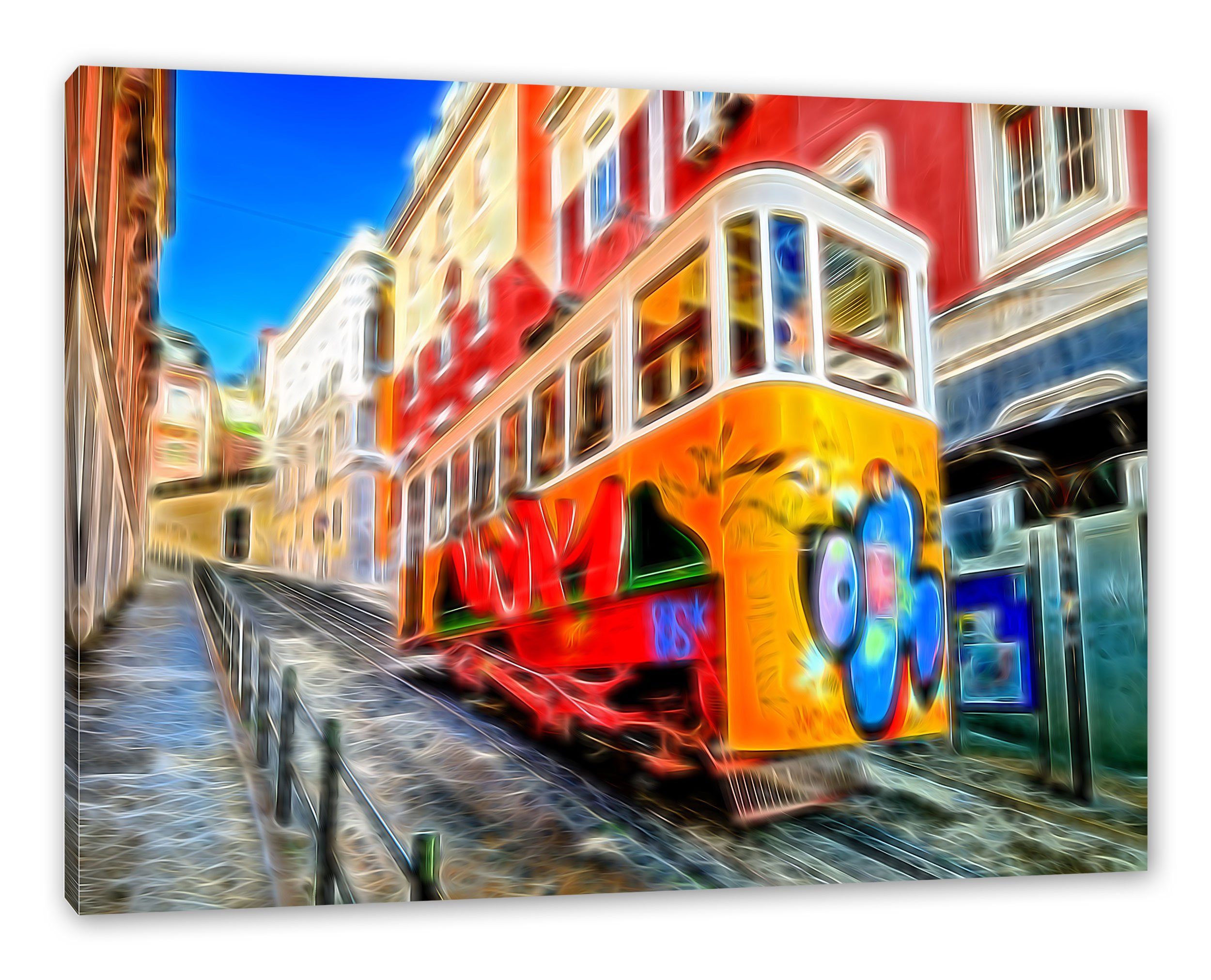 Pixxprint Leinwandbild Straßenbahn in Portugal, Straßenbahn in Portugal (1 St), Leinwandbild fertig bespannt, inkl. Zackenaufhänger