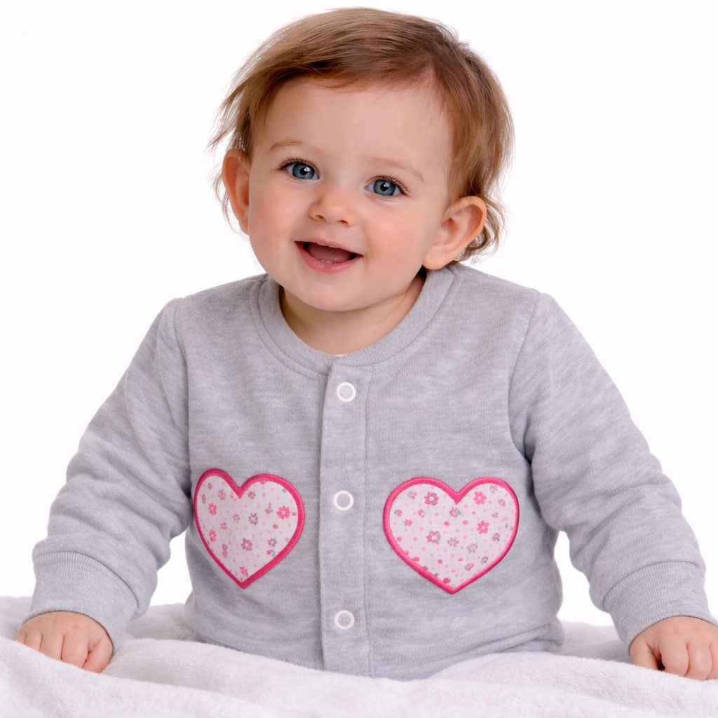 Sweatjacke Baby Jacke leichtes Jäckchen in Grau mit Blumen