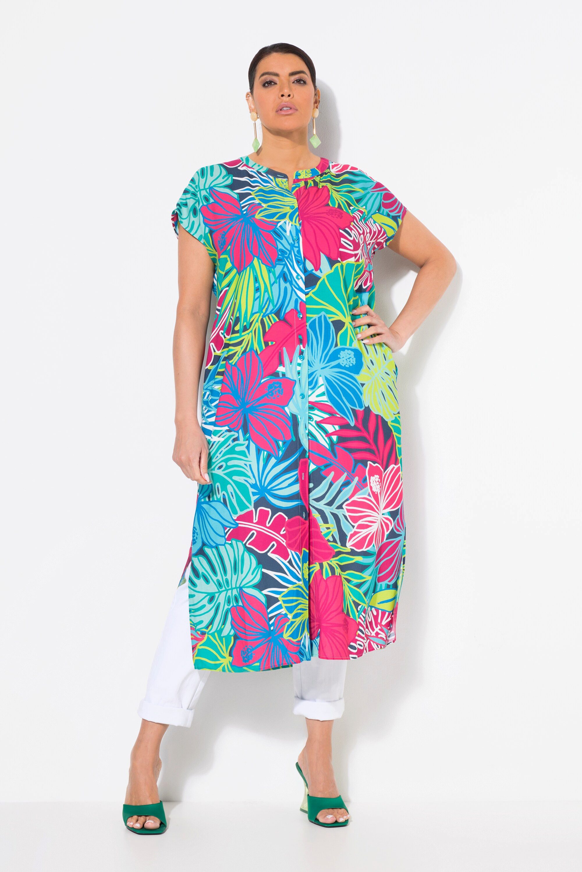 Ulla Popken Midikleid Midikleid Blätter Oversized günstig online kaufen