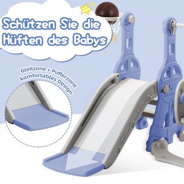 Fangqi Outdoor-Spielzeug Kinderrutsche, mit Basketballkorb, rutschfester Leiter, Schaukelstuhl, Spielzeug-Bausatz