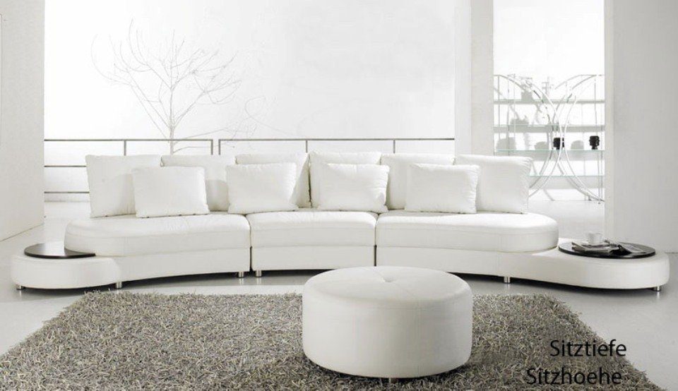 JVmoebel Sofa Weiße Wohnlandschaft luxus Sofa mit Ablageflächen Design Neu, Made in Europe