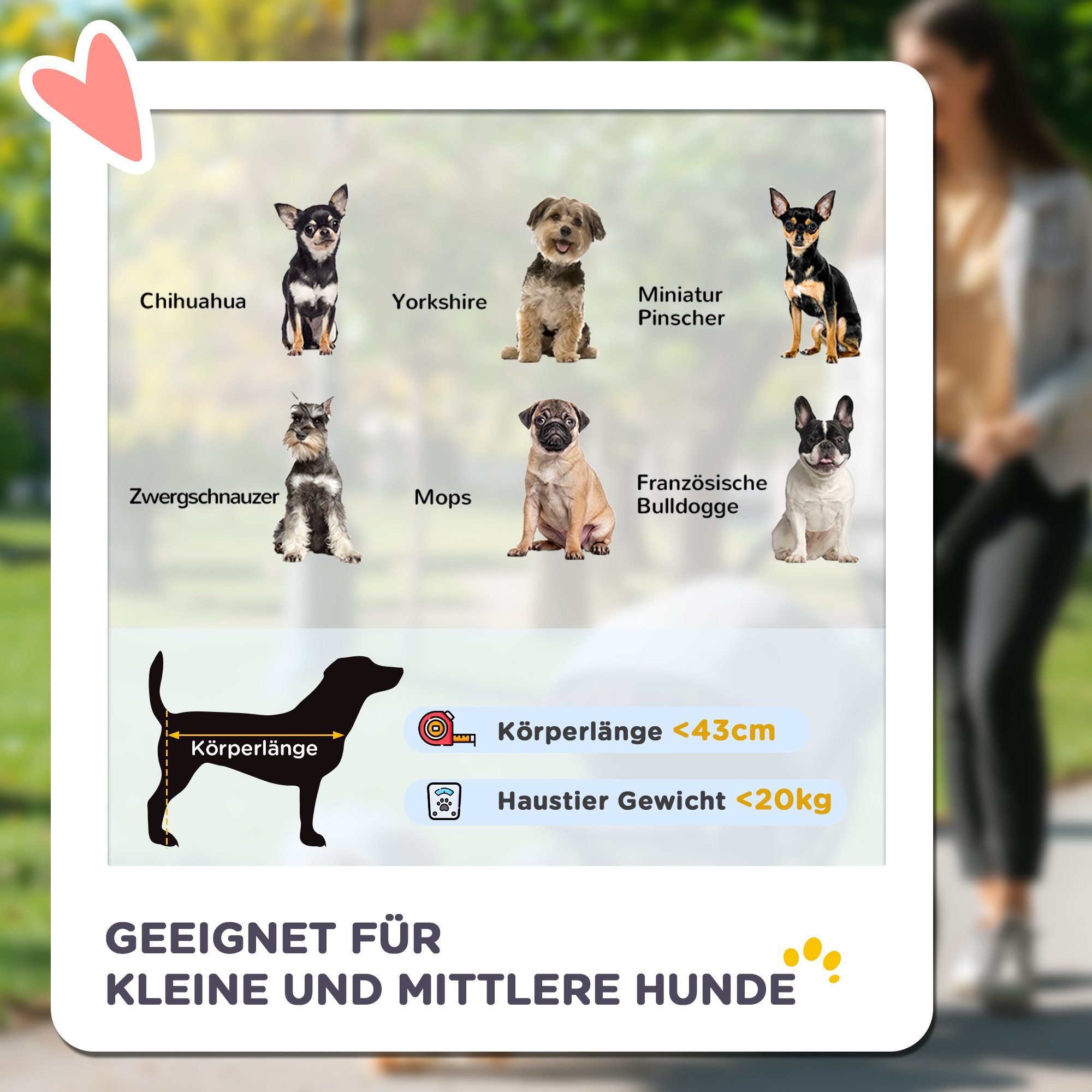 PawHut Hundebuggy Katzenwagen mit geländegängige Gummiräder Kissen Buggy, (Hundewagen, 1-tlg), für Hunde & Katzen bis 20 kg, Rot – Bild 4 von 5
