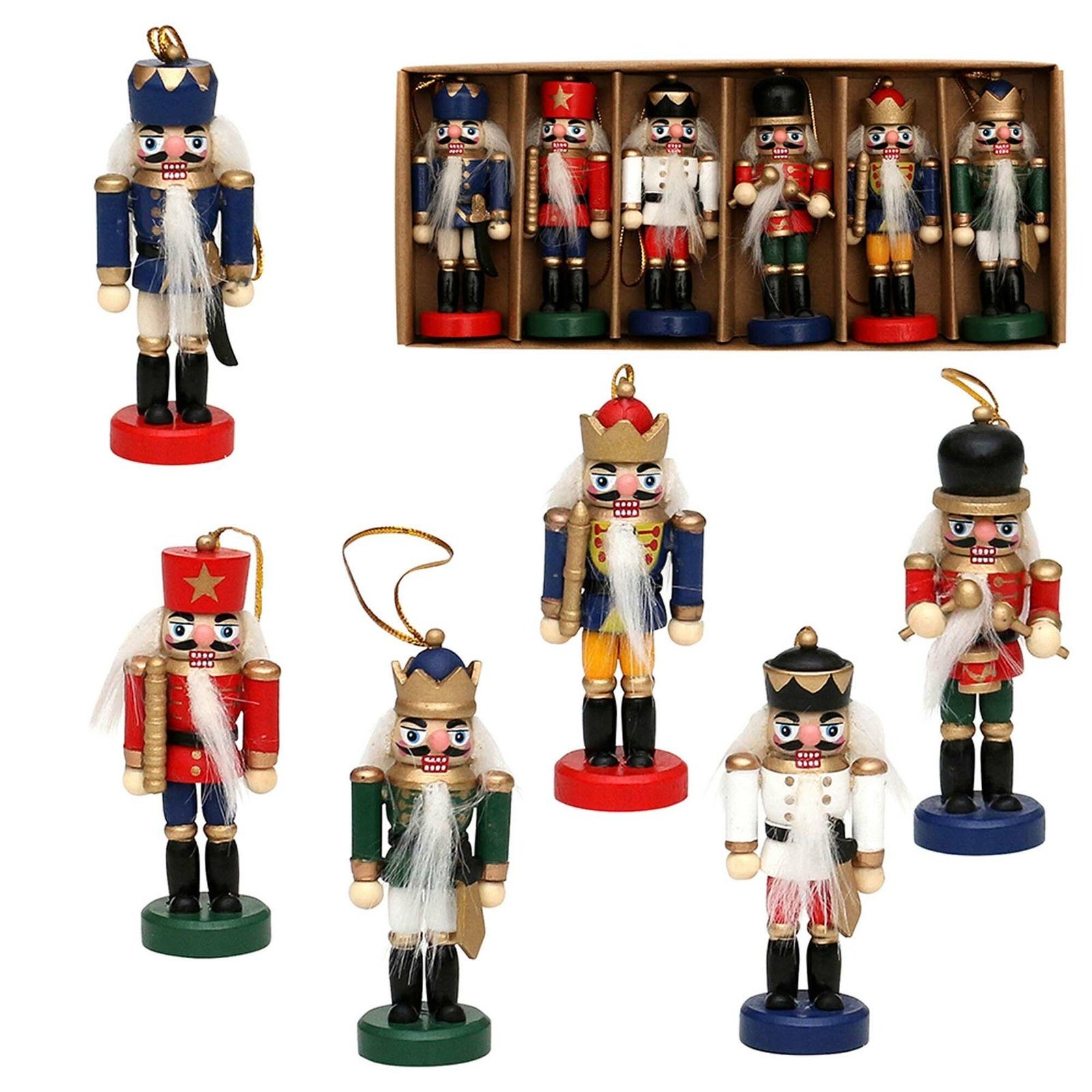 Nussknacker Set SIGRO Baumschmuck, 6er Weihnachtsfigur St) Holz (6