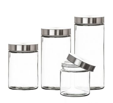 BigDean Vorratsdose 4x Vorratsgläser Glas Schraubglas Lebensmittelglas 4 Größen, Glas, (4-tlg)