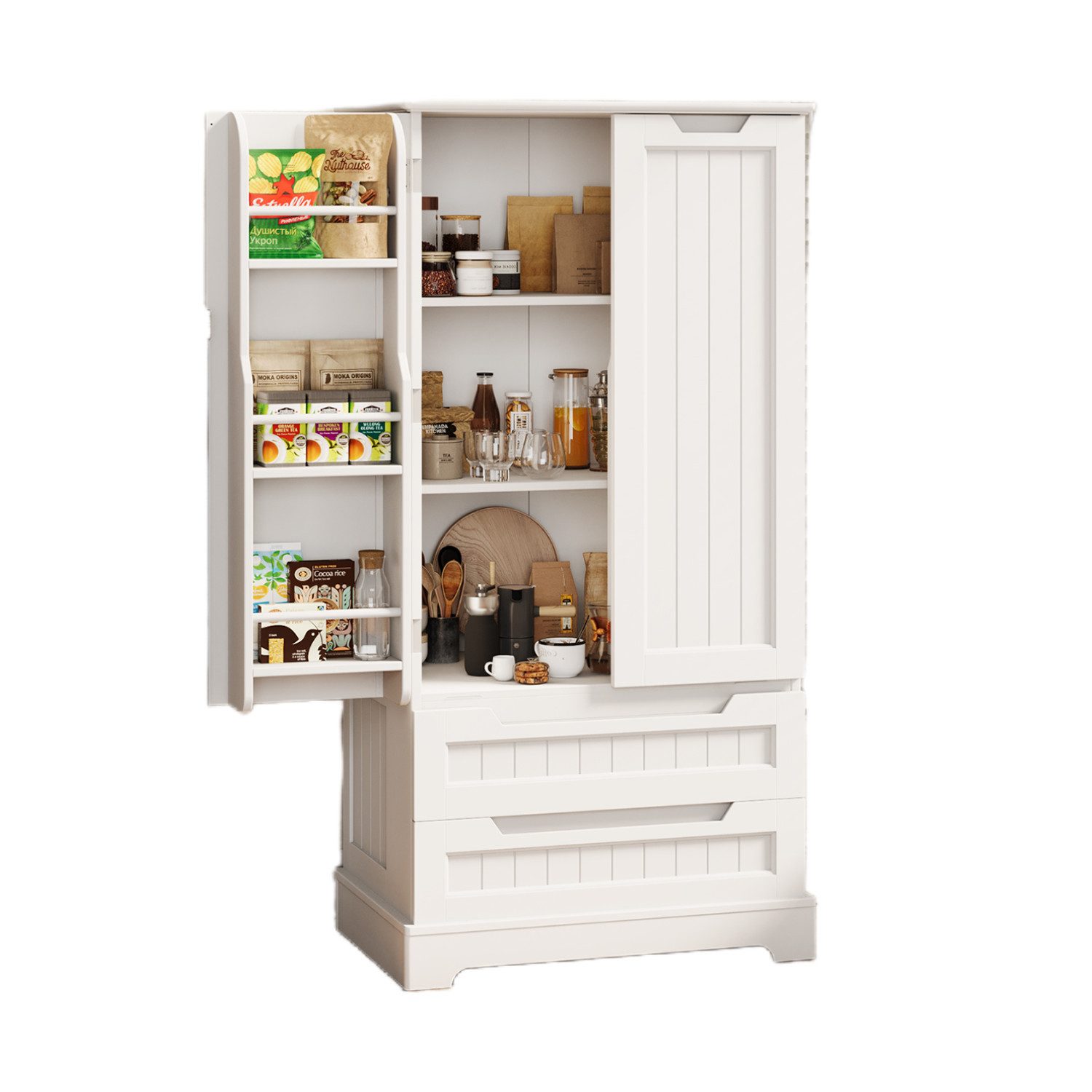 Bealife Highboard Küchenschrank, verstellbare Regalebene,mit 2 Schubladen 2 günstig online kaufen