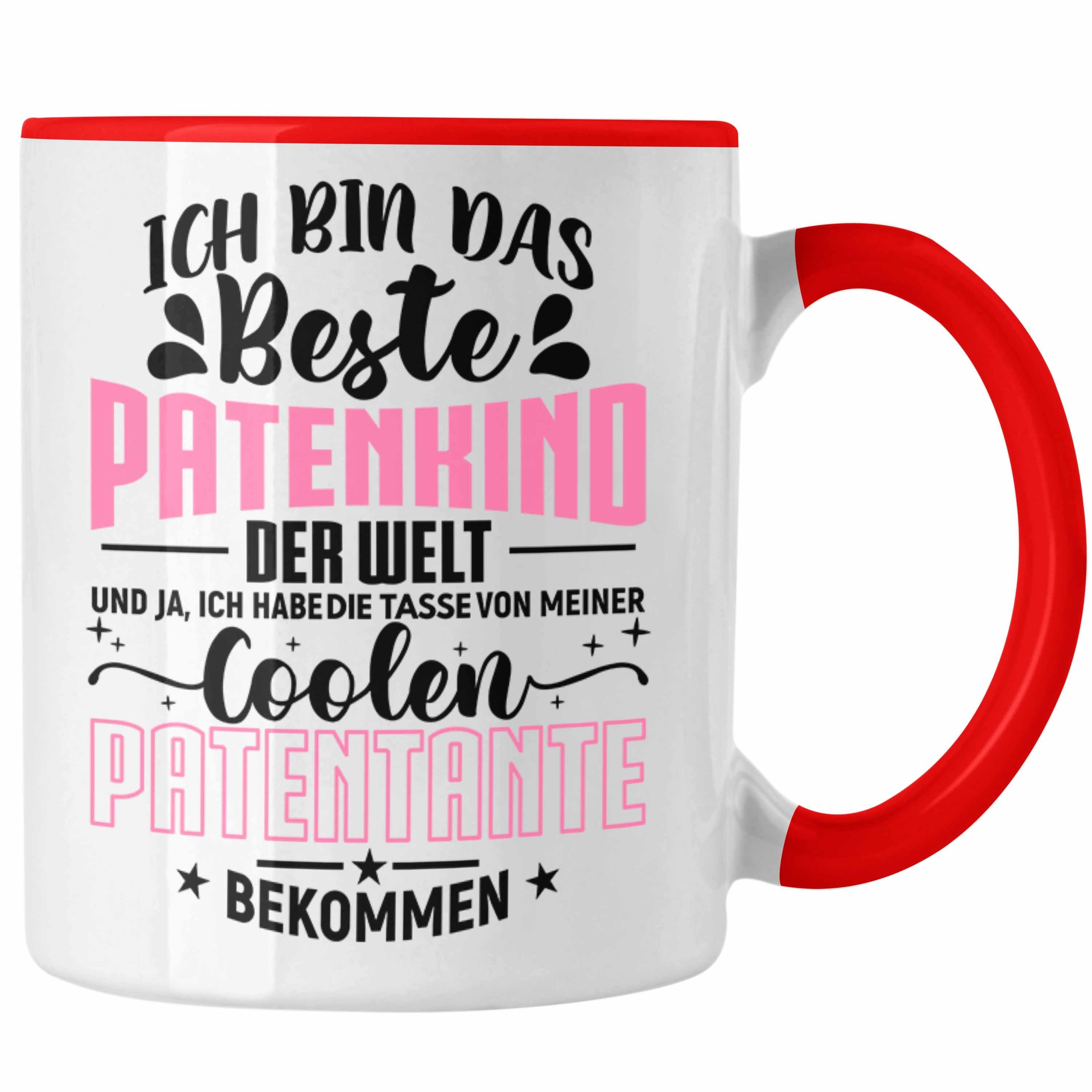 Trendation Tasse Trendation - Geschenk für Patenkind Tasse Lustiger Spruch Bestes Patenkind Rot