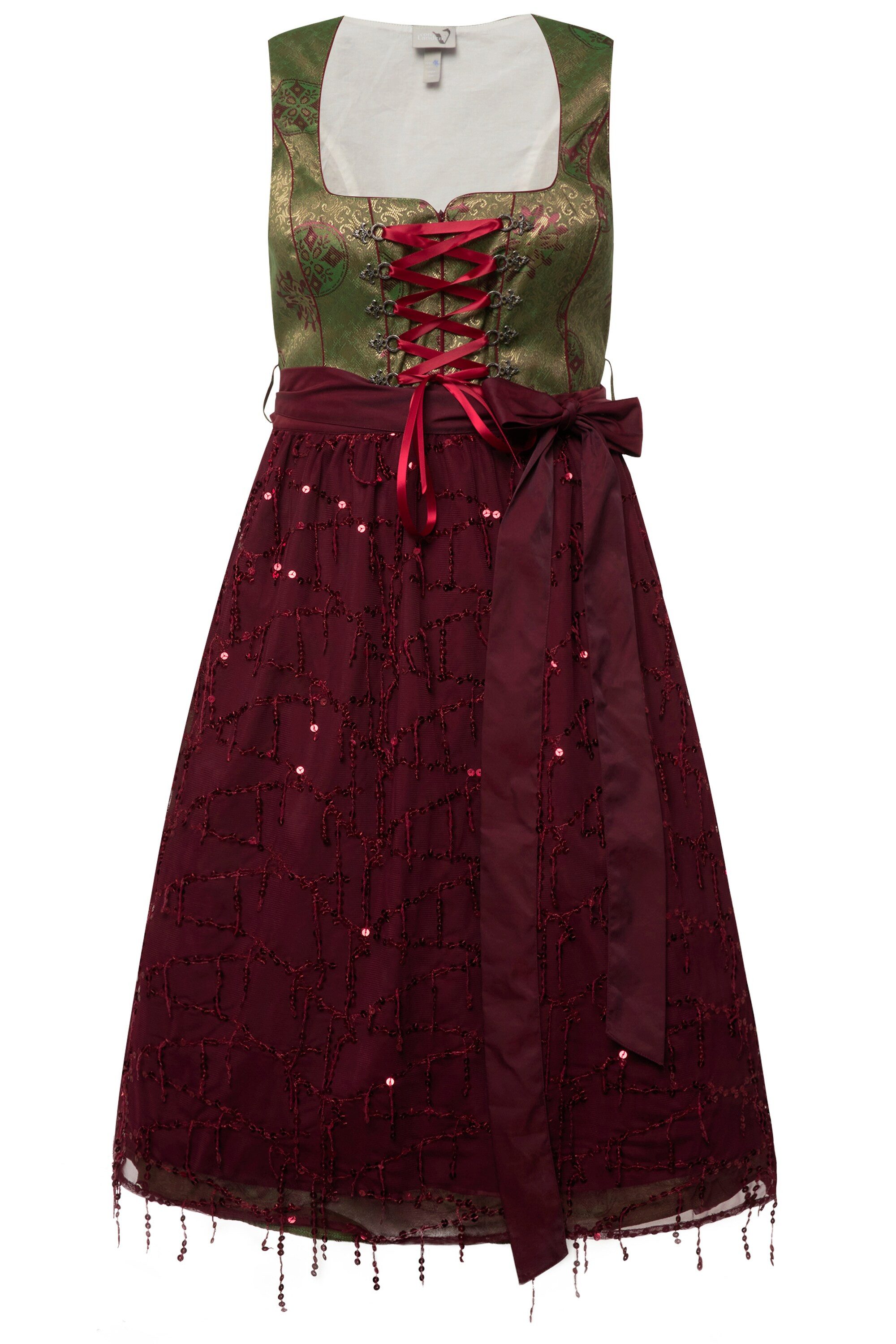 Ulla Popken Dirndl Dirndl Ornamente Carree-Ausschnitt ärmellos günstig online kaufen