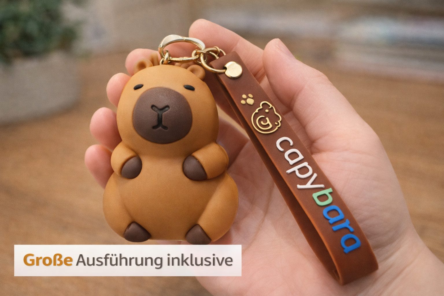soma Schulrucksack Capybara Rucksack 2in1 Plüsch Kinder mit Anhänger Set (Set, 2-tlg., Geschenk-Set), Motiv zufällig Burger oder Pommes + Capybara Schlüsselanhä – Bild 5 von 5