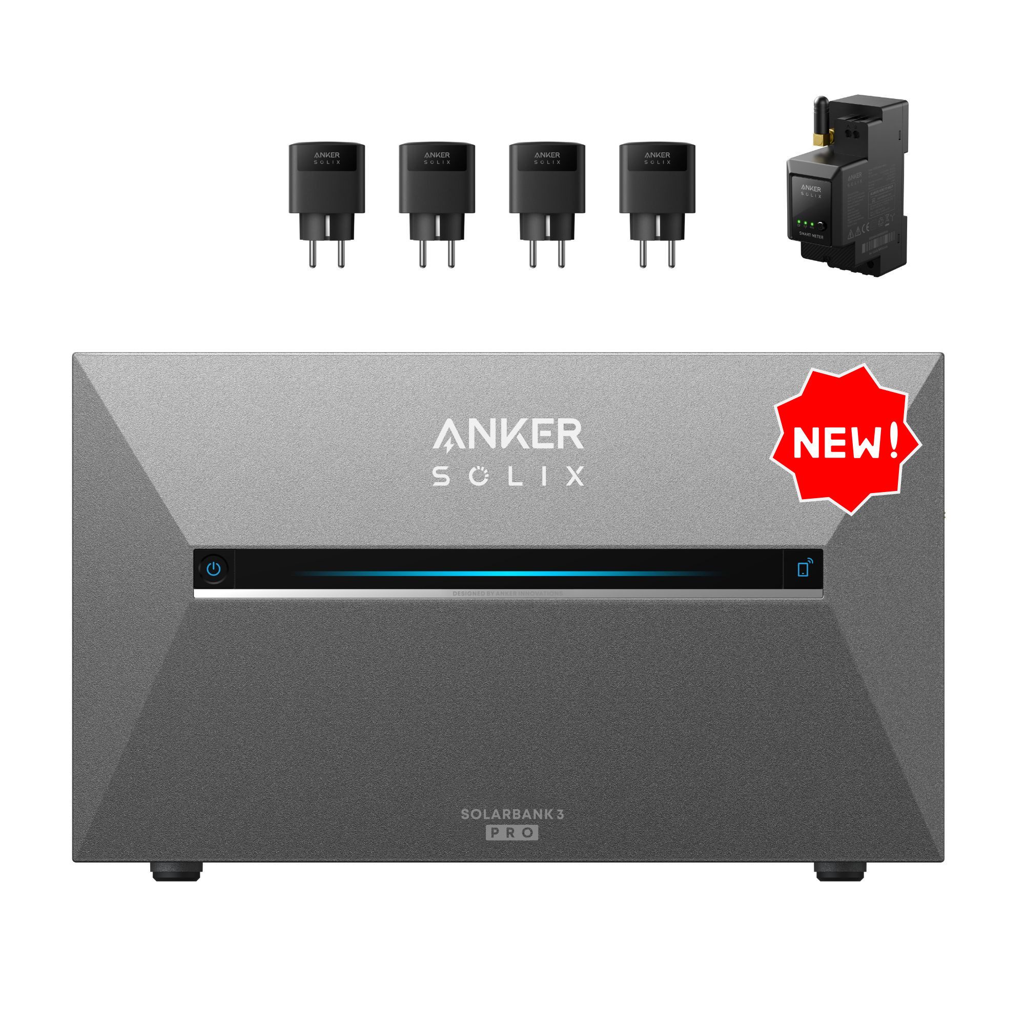 Anker Balkonkraftwerk Anker SOLIX Solarbank 3 E2700 Pro Speicher für Balkonkraftwerk, 1800 W, (Speicher mit integriertem Wechselrichter, All-in-One Stromspeicher 2,668kWh), KI-optimiertes Balkonkraftwerk mit Speicher - dynamische Überwachung