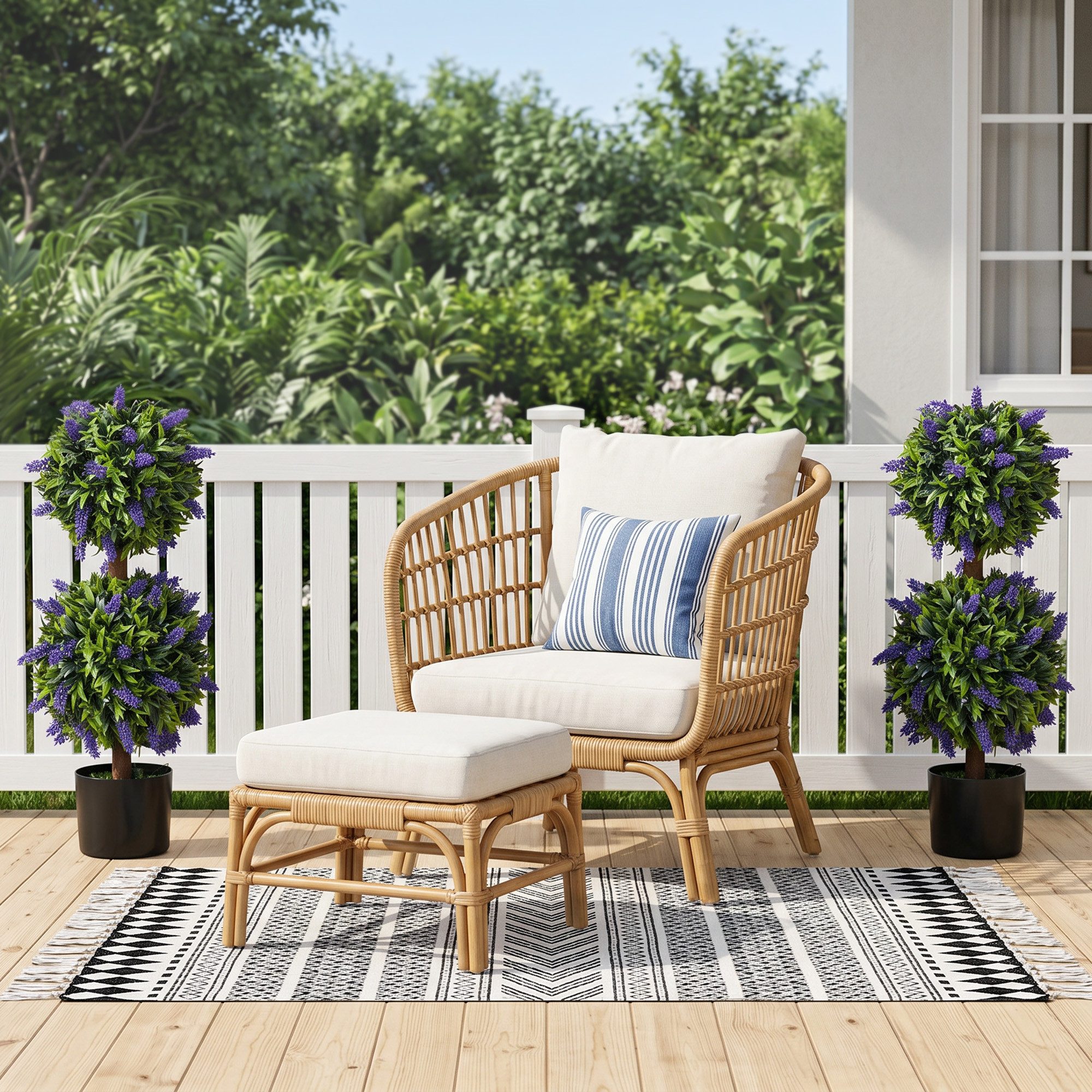 Kunstpflanze 2er-Set Kunst-Baumkugel, Plastikpflanzen, UV-beständig grün Lavendel, HOMCOM, Höhe 70 cm, für Garten, Grün